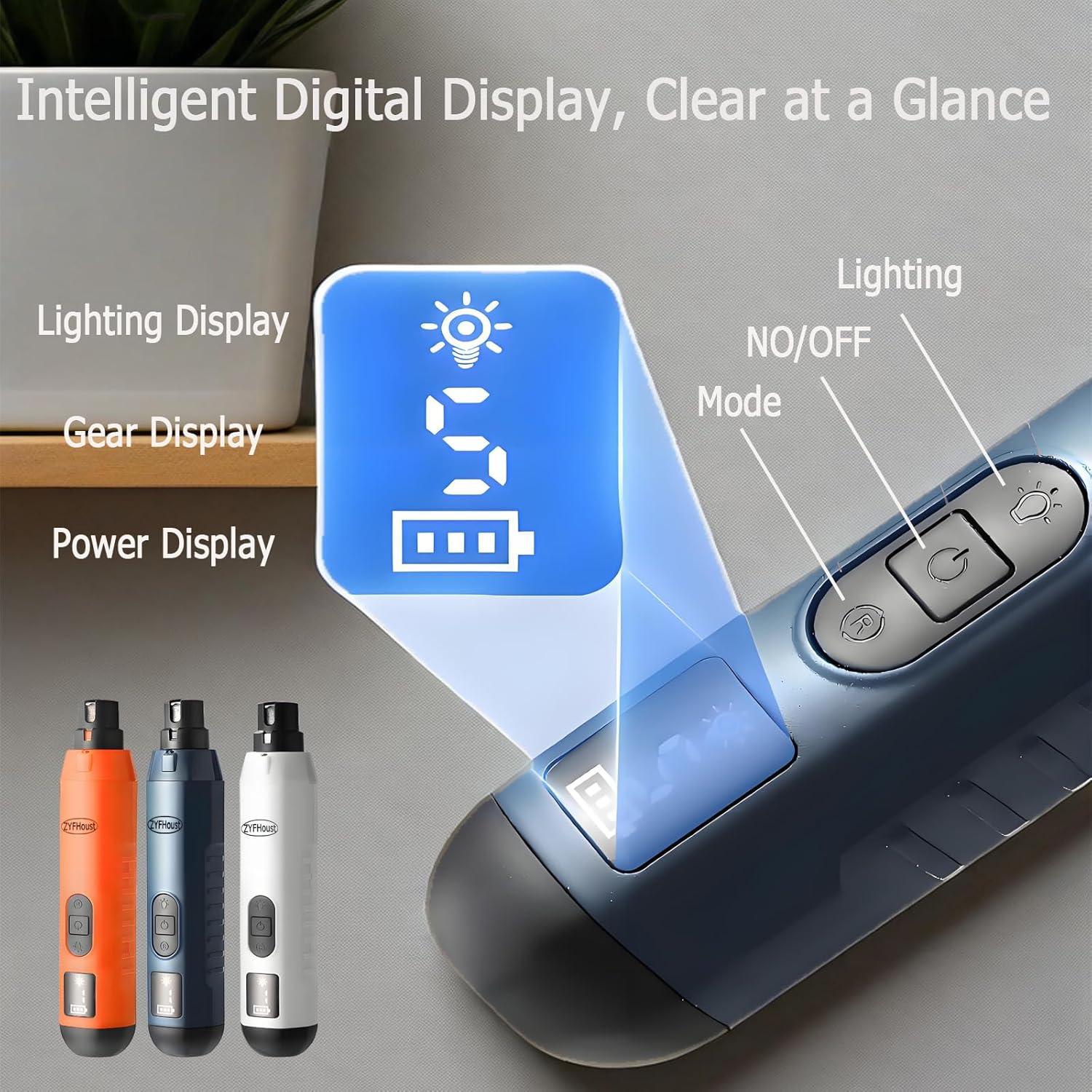 Dog Nail Trimmers, Professional Electric Dog Nail Grinder, Silent Groom Pro Nail Grinder Quiet with 2 LED Lights, 2 Grinding Wheels for Large Medium Small Dogs and Cat (Blue)