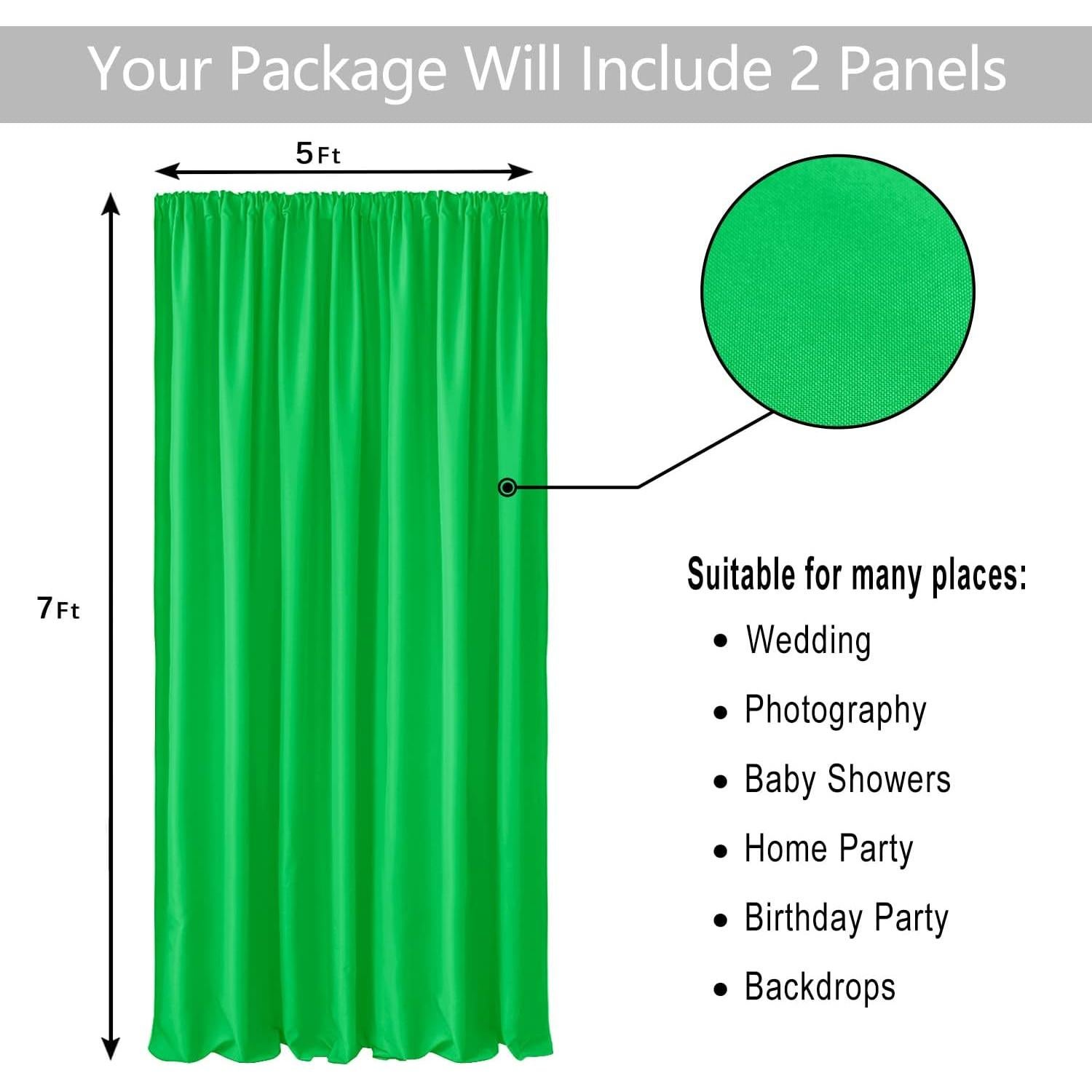 Cortinas de Fondo Verde Hiasan 2 Paneles 152x213 cm