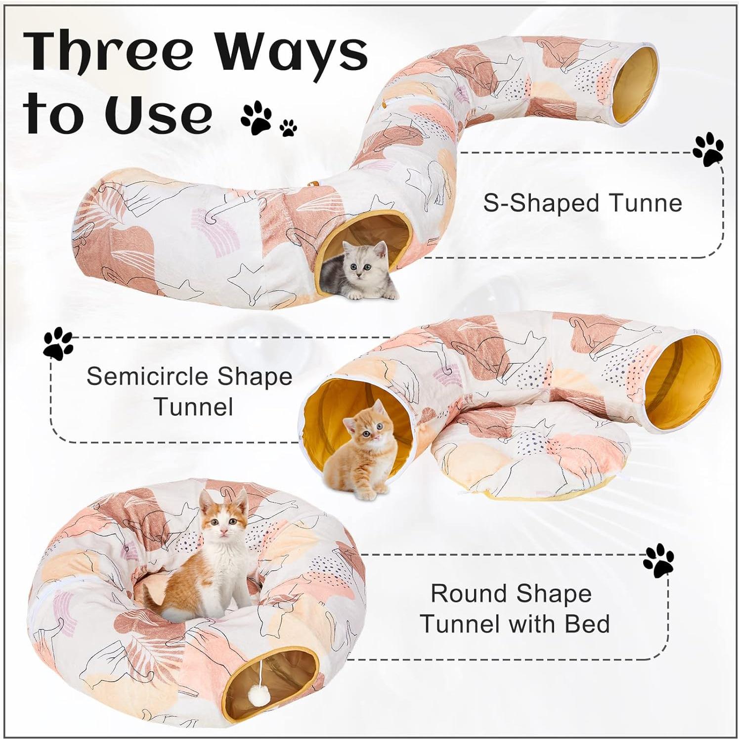 Túnel para Gatos Glittme Redondo Beige 283.5x24.9cm