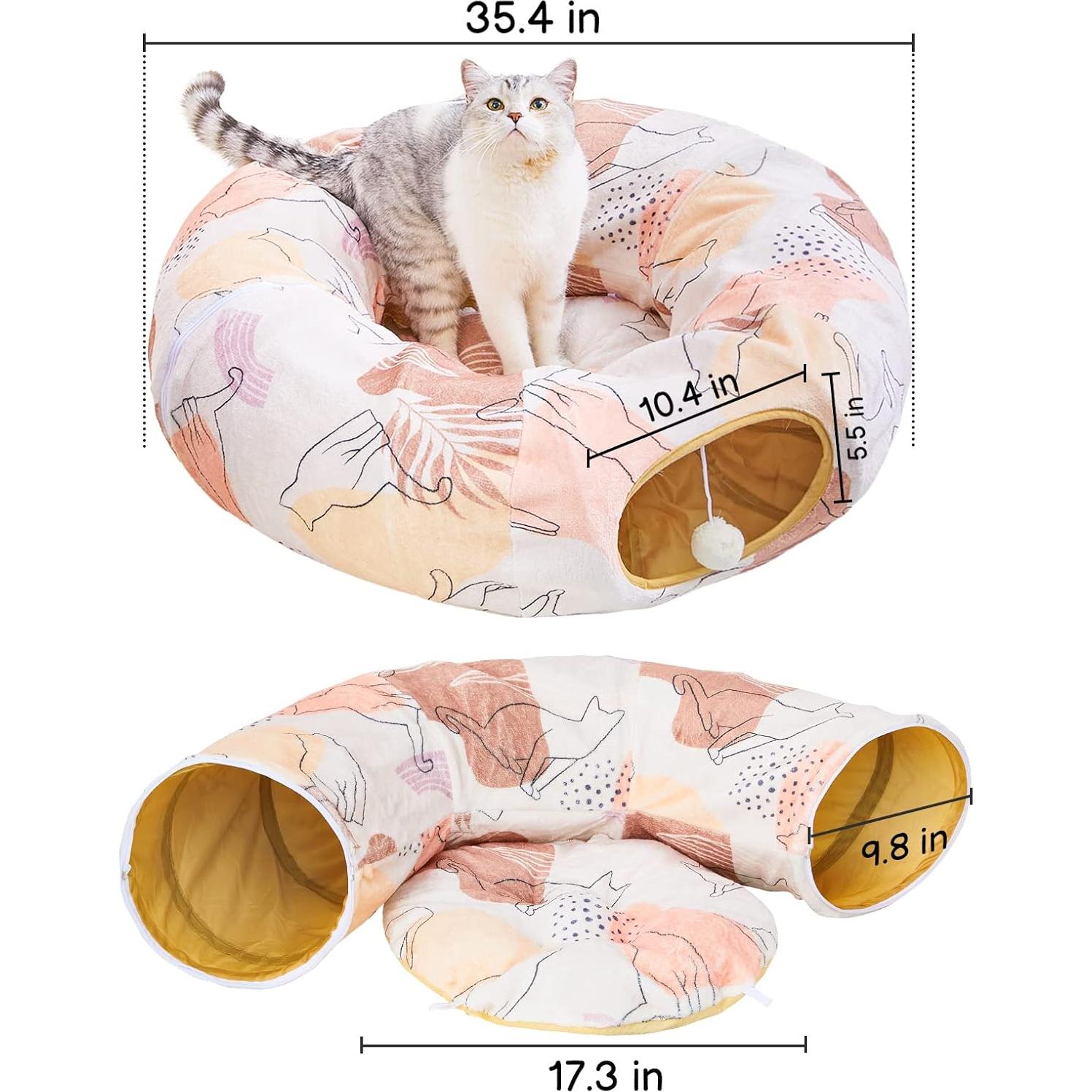 Túnel para Gatos Glittme Redondo Beige 283.5x24.9cm