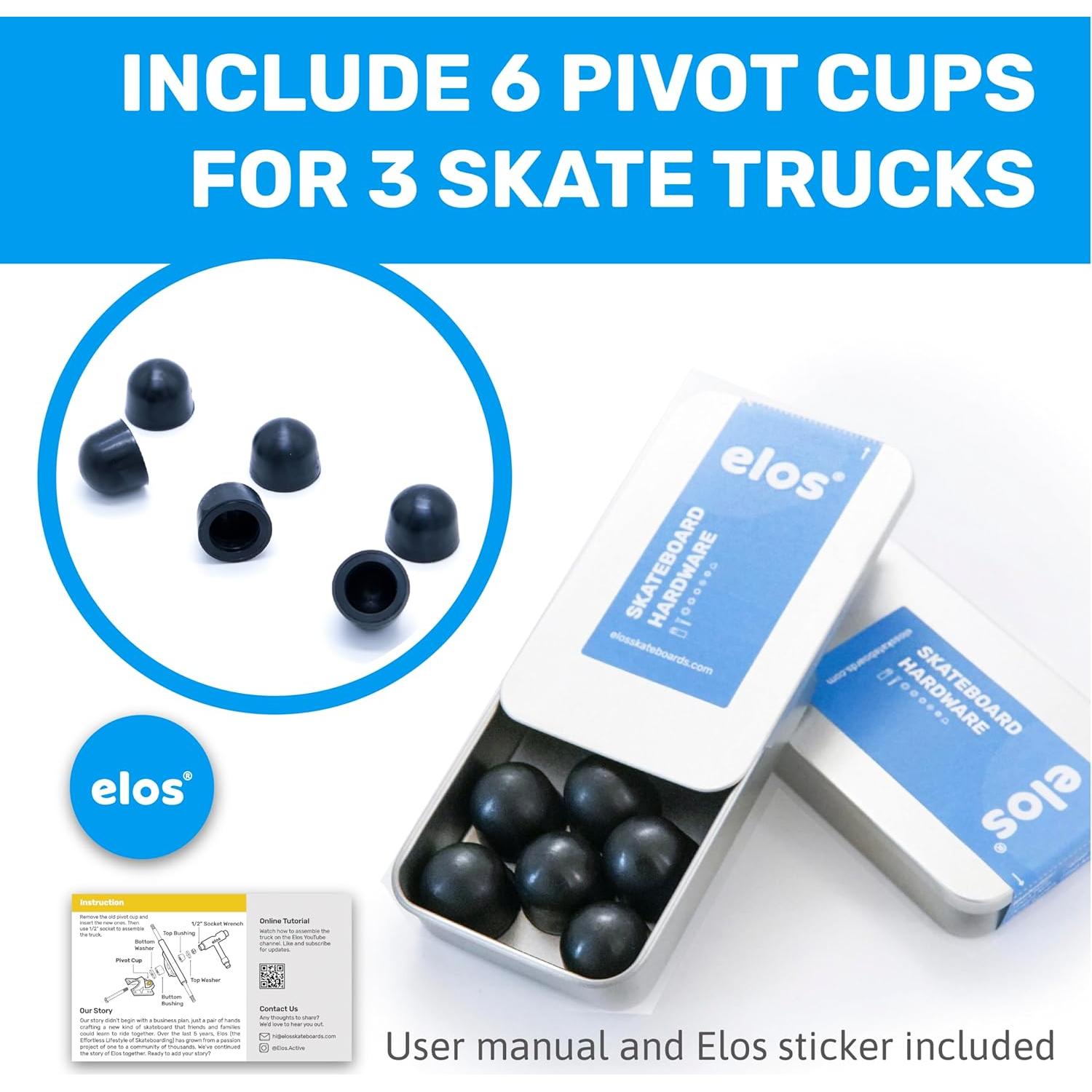 Kit de Hardware para Skateboard ELOS - Copas de Pivot y Accesorios