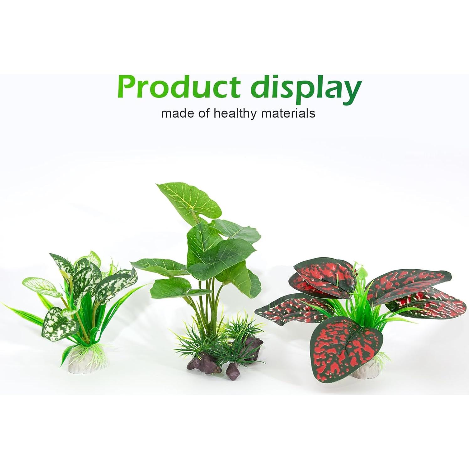 Plantas Artificiales para Reptiles Vtapliea 3PCS Verde