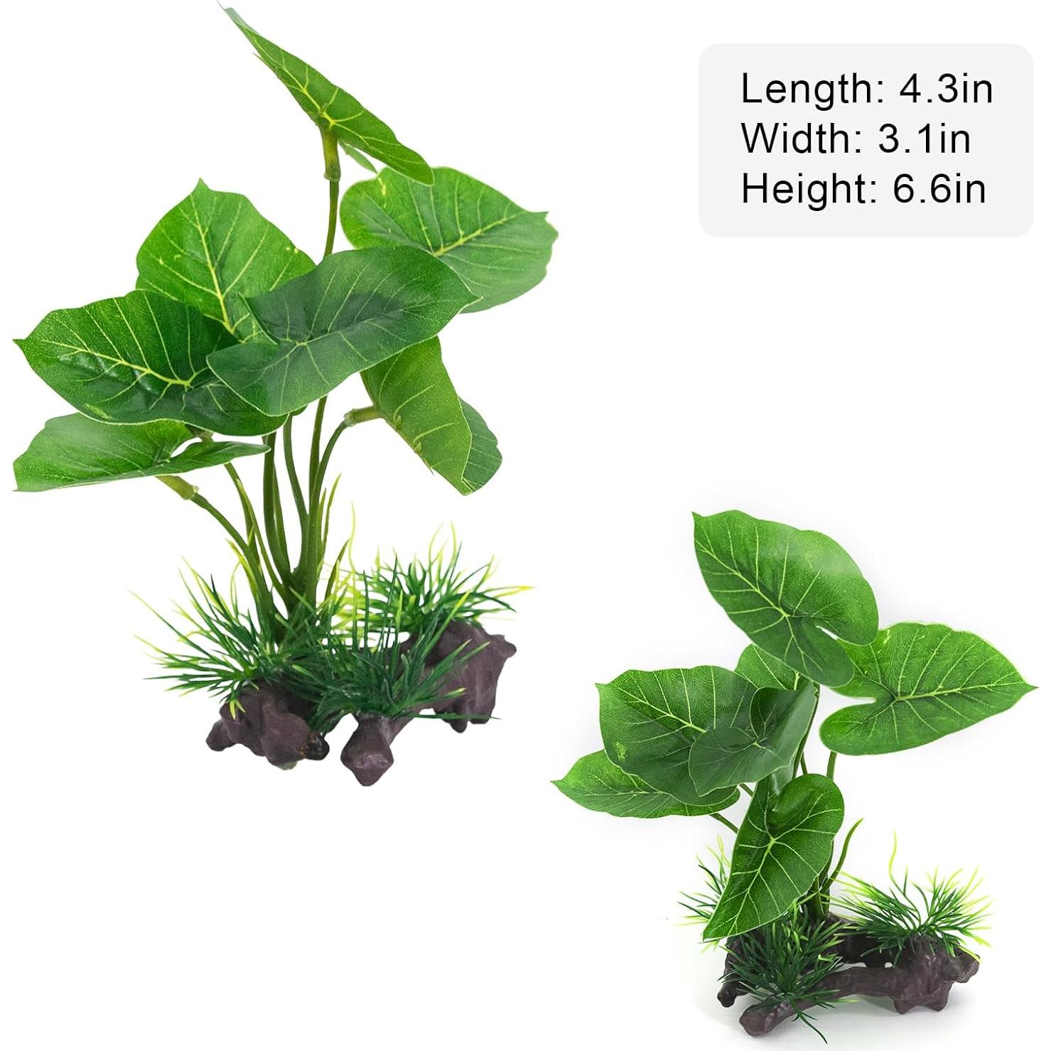 Plantas Artificiales para Reptiles Vtapliea 3PCS Verde