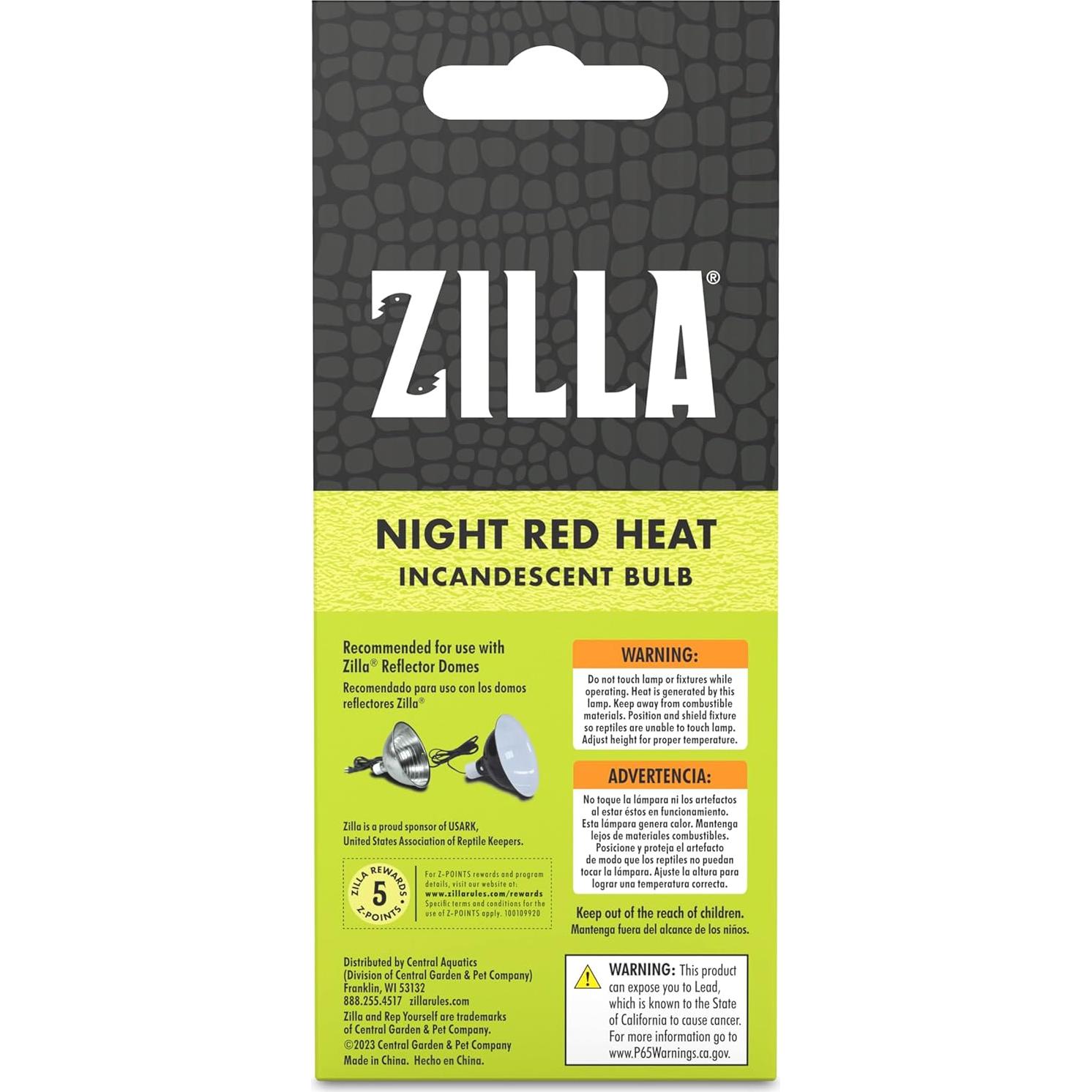 Bombilla Incandescente Zilla 50W Rojo Nocturno para Reptiles