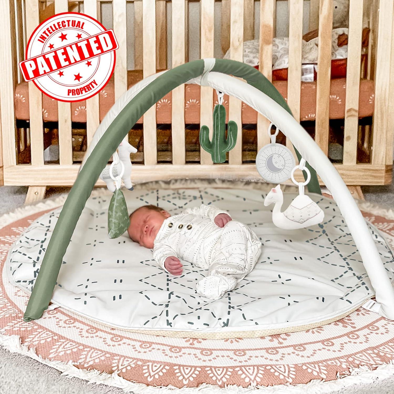 Alfombra de Juego Macramé Verde con 6 Juguetes y Tarjetas