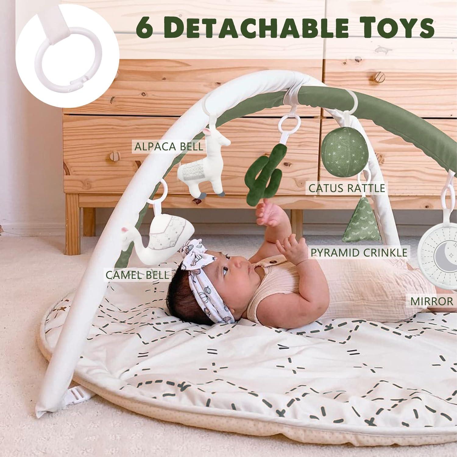 Alfombra de Juego Macramé Verde con 6 Juguetes y Tarjetas