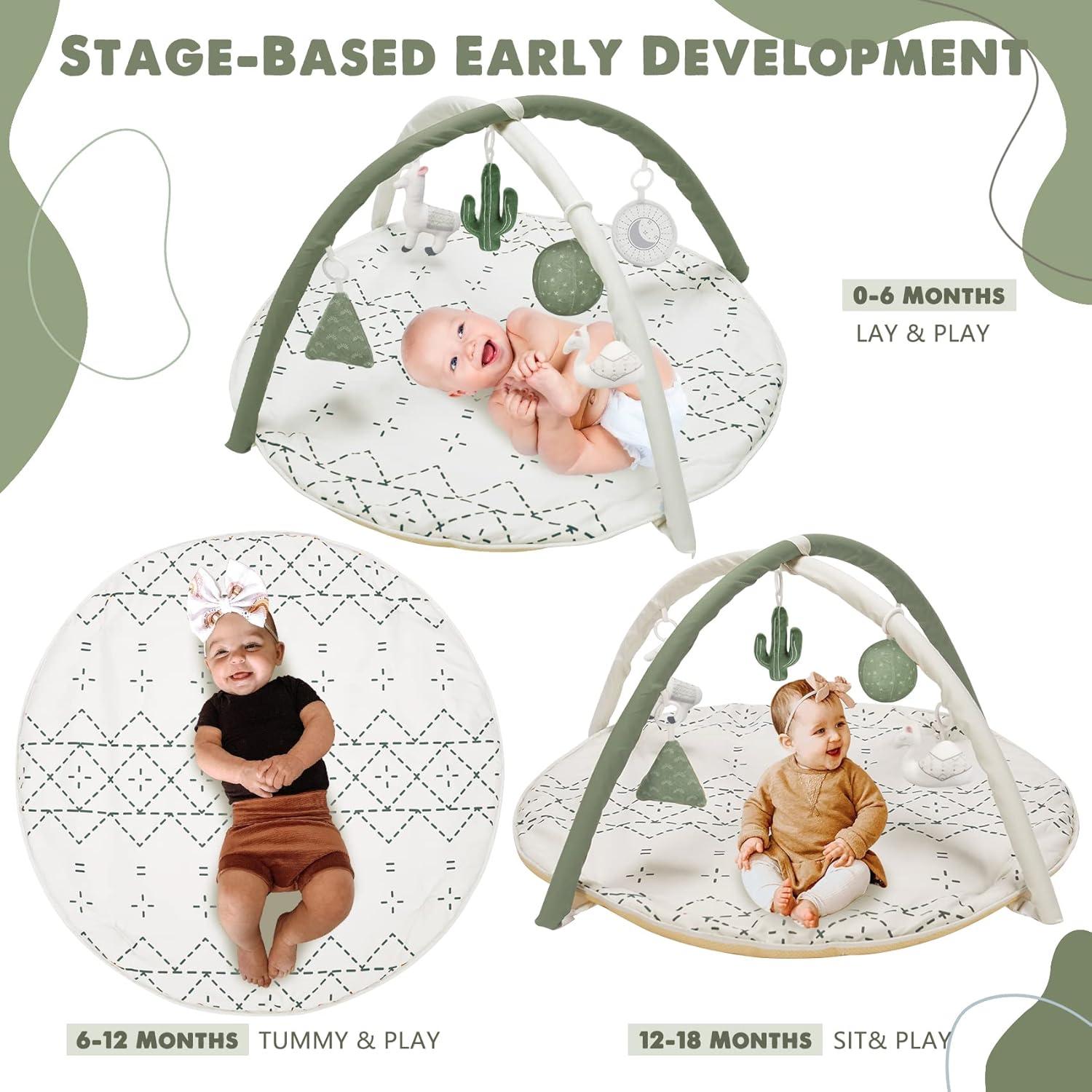 Alfombra de Juego Macramé Verde con 6 Juguetes y Tarjetas