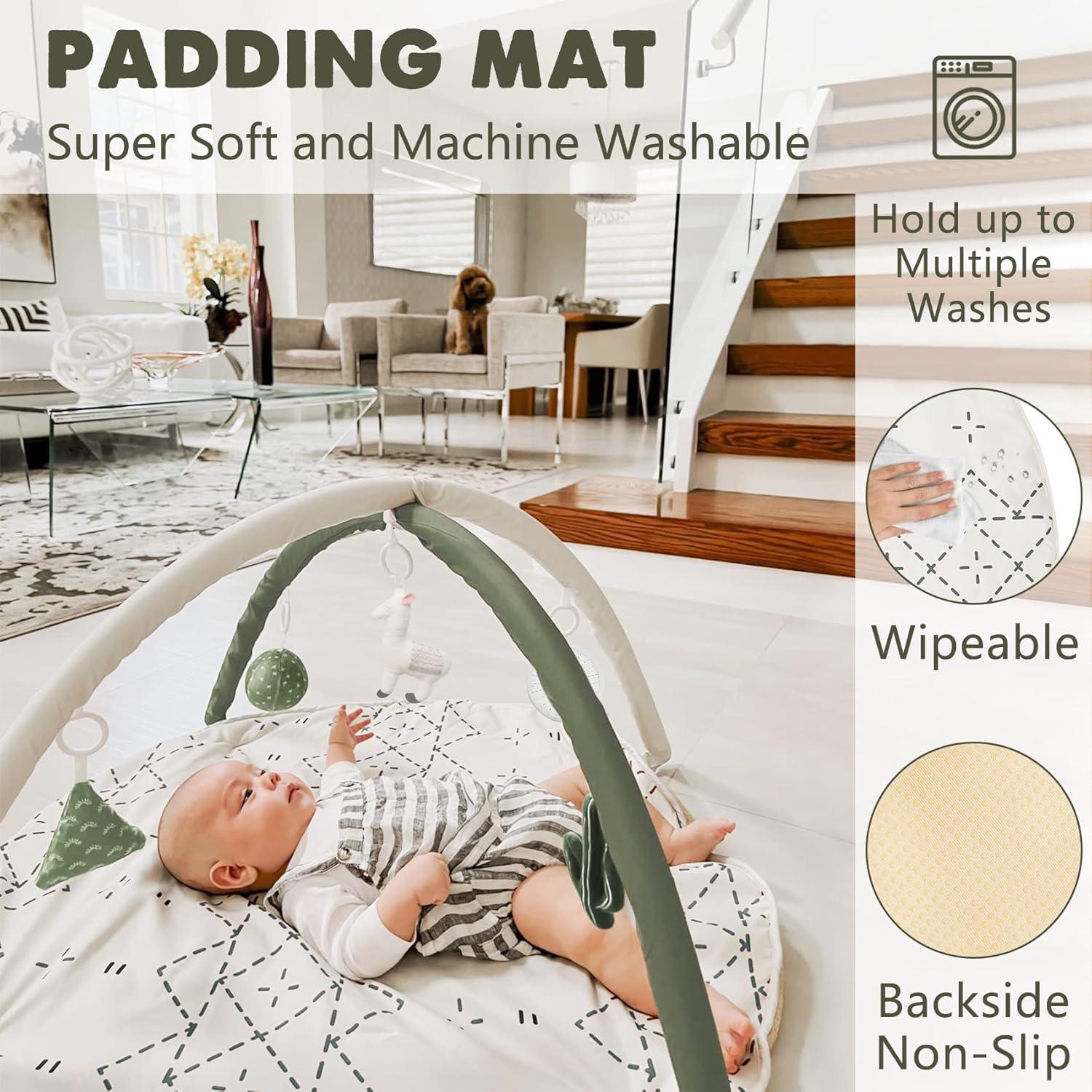 Alfombra de Juego Macramé Verde con 6 Juguetes y Tarjetas