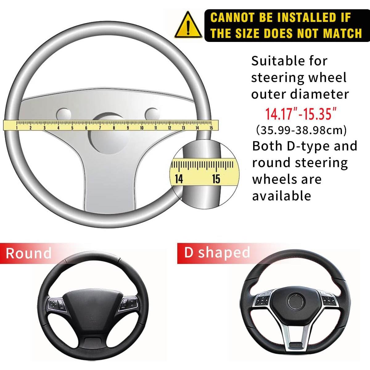 Cubierta de Volante de Coche Brillante Honibaoto 38 cm Negro