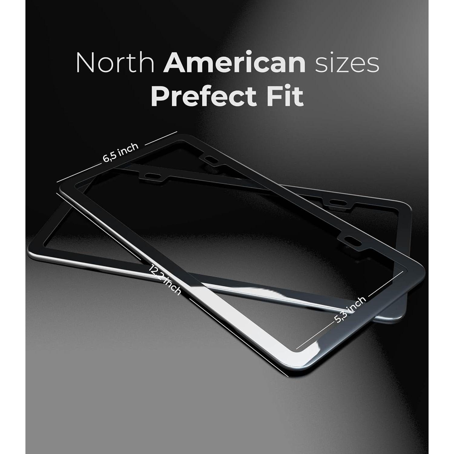 Marco de Placa de Licencia Deselen 350-ZGI Negro Espejo 2 Piezas