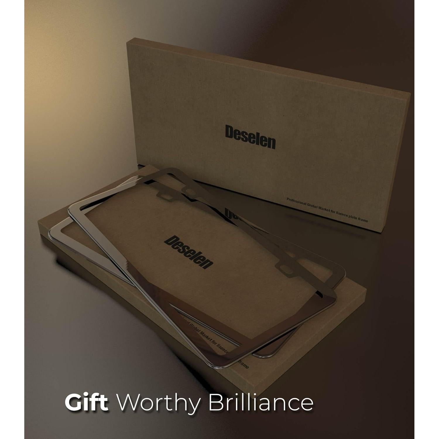 Marco de Placa de Licencia Deselen 350-ZGI Negro Espejo 2 Piezas