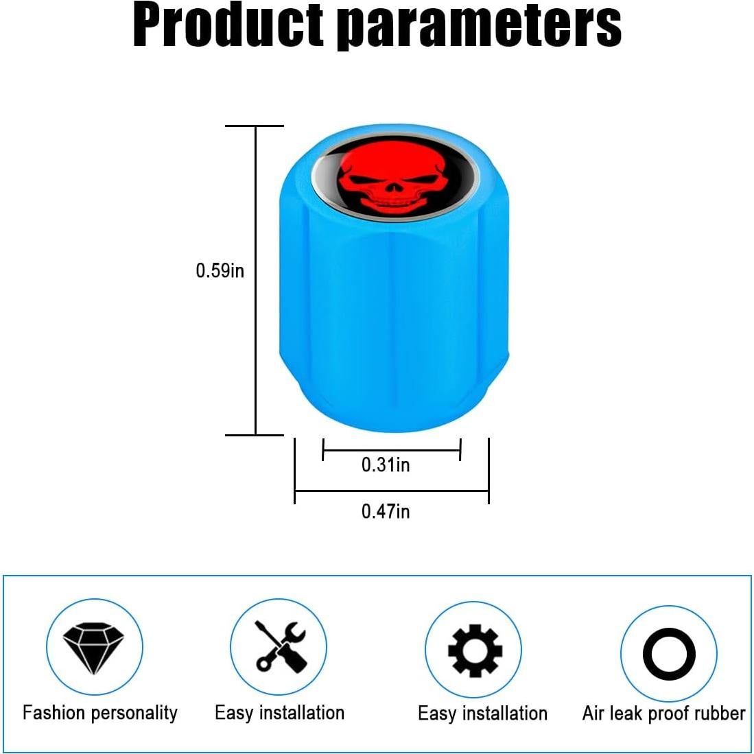 12 Tapas de Válvula de Neumático XINLIYA Fluorescentes Azul/Rojo