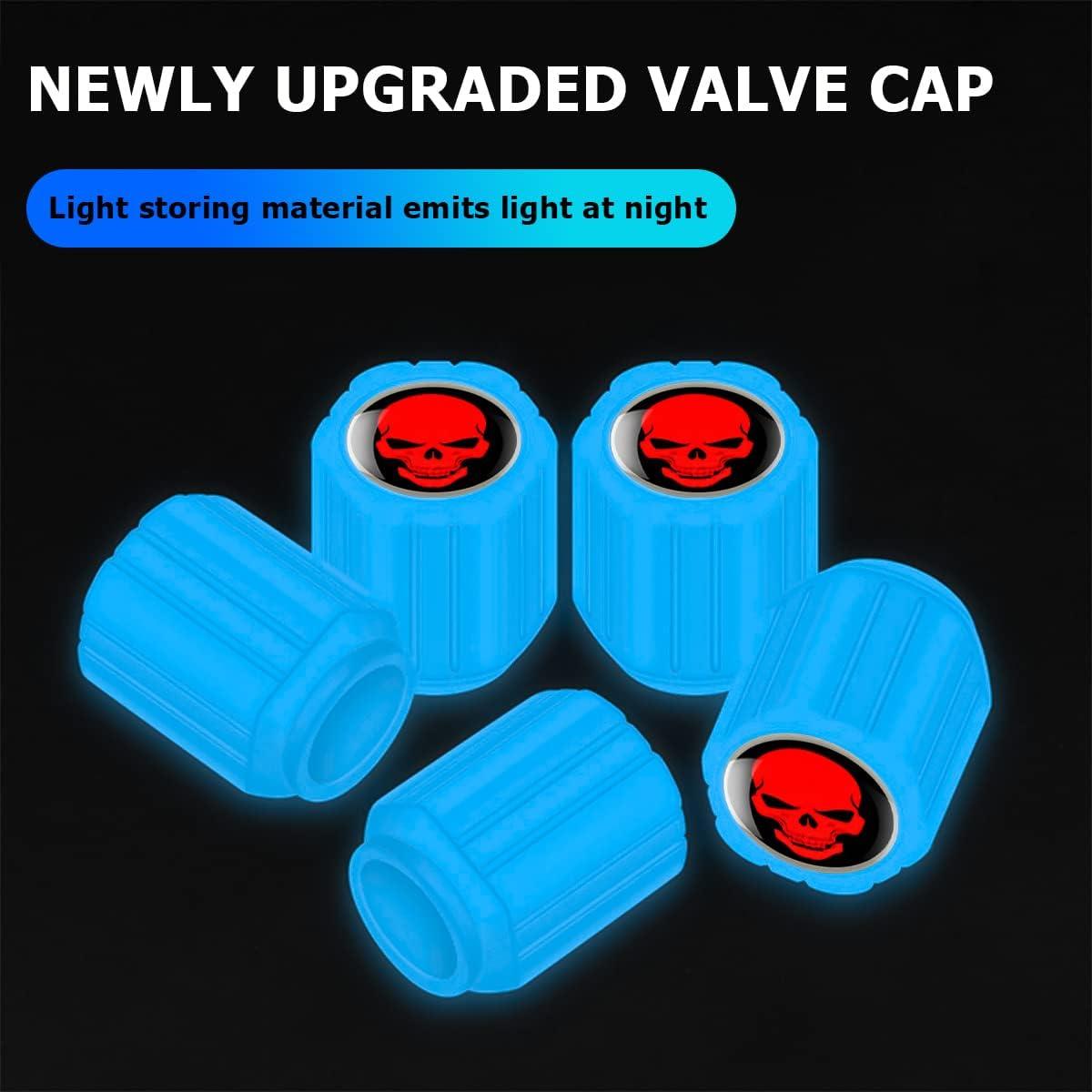 12 Tapas de Válvula de Neumático XINLIYA Fluorescentes Azul/Rojo