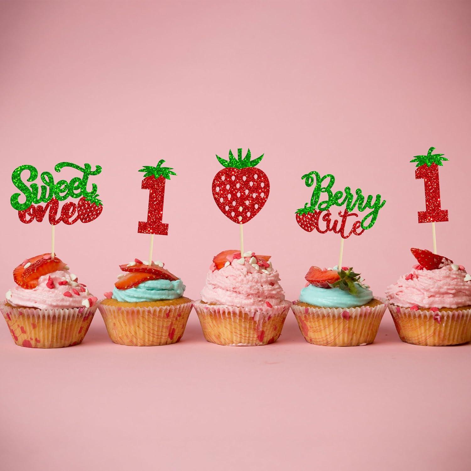 24 Adornos para Cupcakes Dulce Uno Ephlyn Verde 11cm