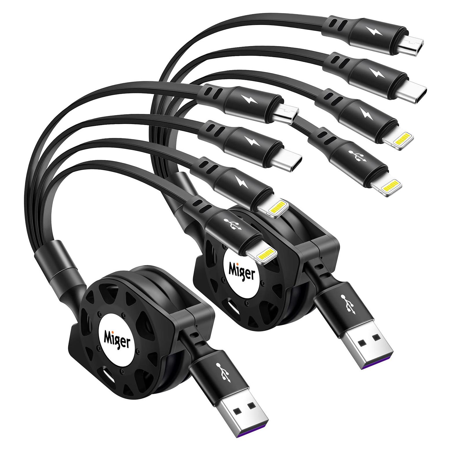 Cable de Carga Múltiple Retráctil 4 en 1 Miger 120cm