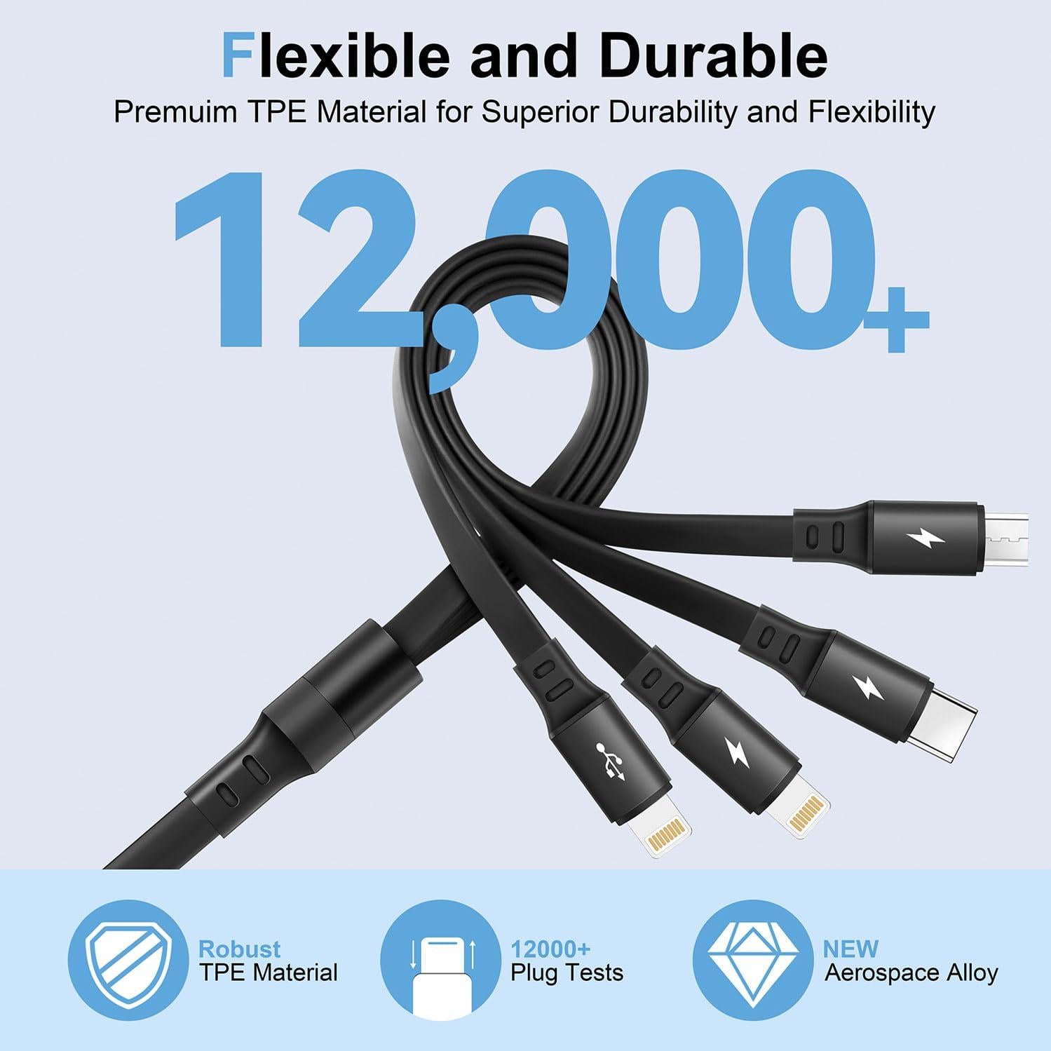Cable de Carga Múltiple Retráctil 4 en 1 Miger 120cm