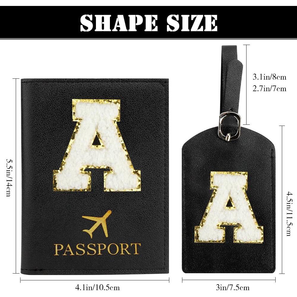 Portapasaportes y Etiqueta de Equipaje Iniciales Mujer - Cuero PU