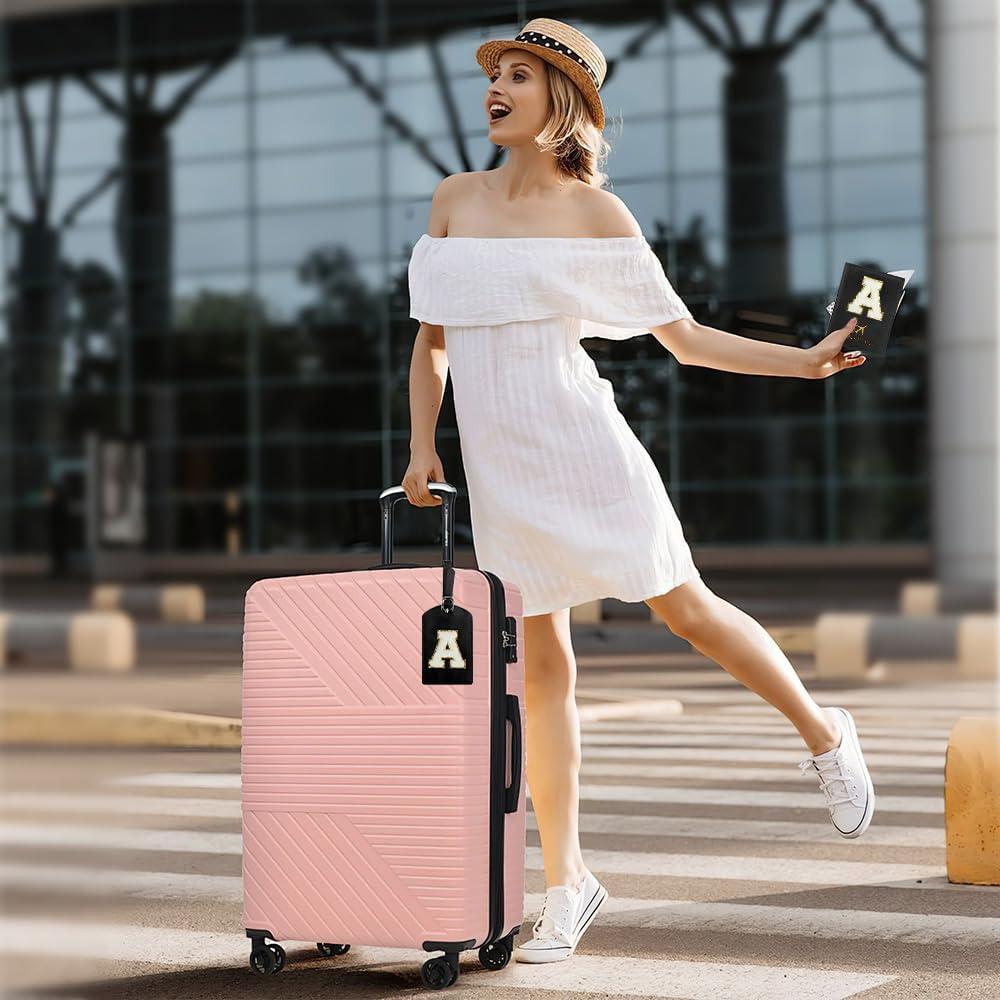 Portapasaportes y Etiqueta de Equipaje Iniciales Mujer - Cuero PU