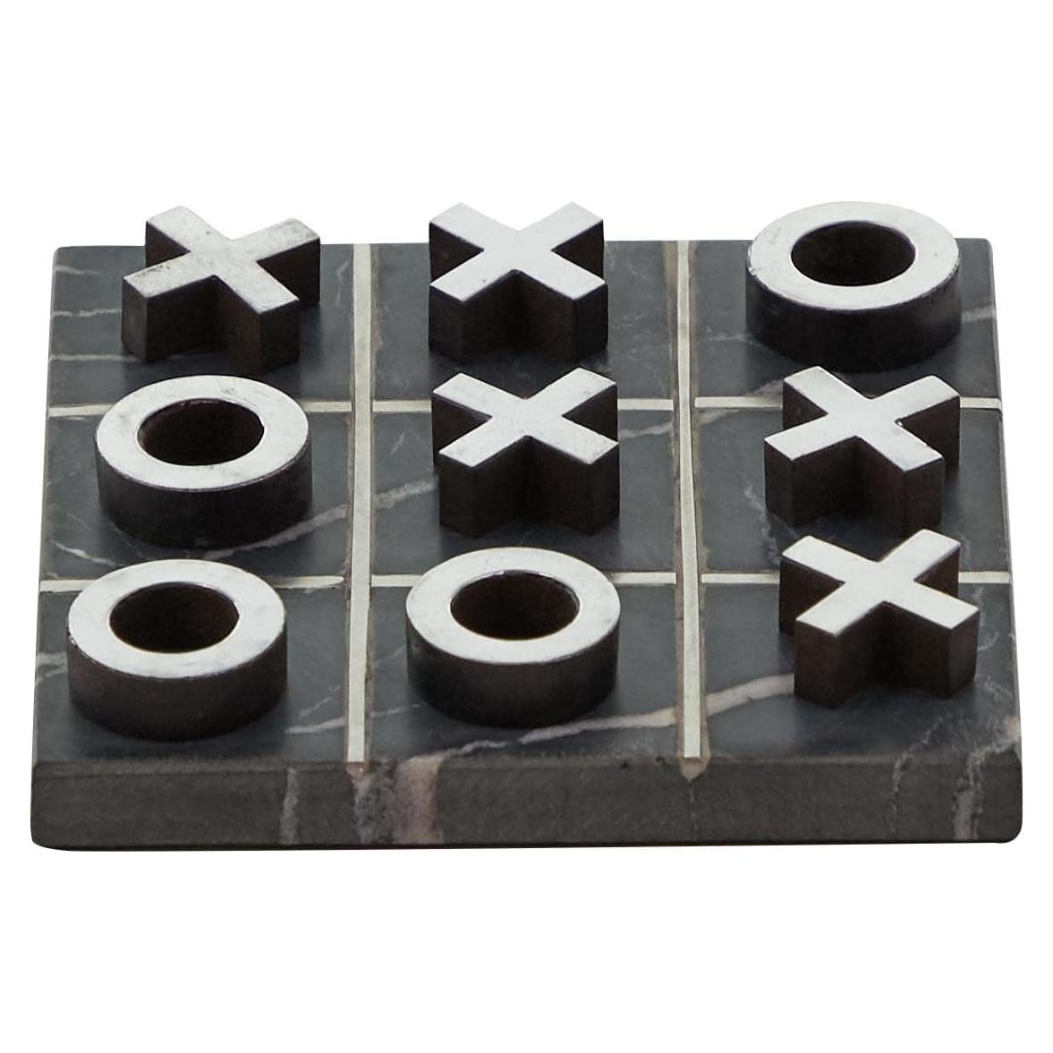 Juego de Tres en Raya Deco 79 de Mármol Negro 15 cm