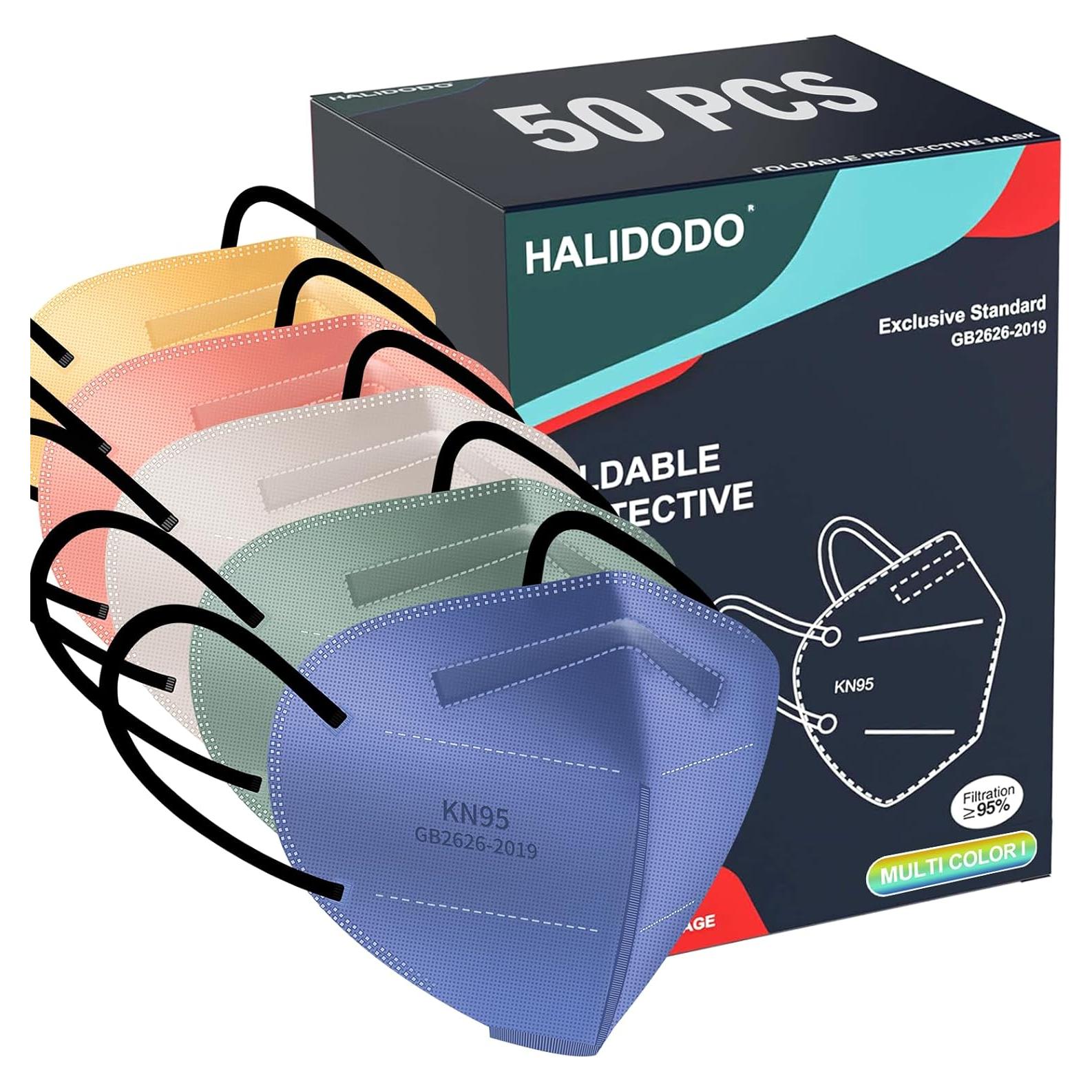 Máscaras Faciales HALIDODO KN95 Paquete de 50 Unidades 95% Filtración