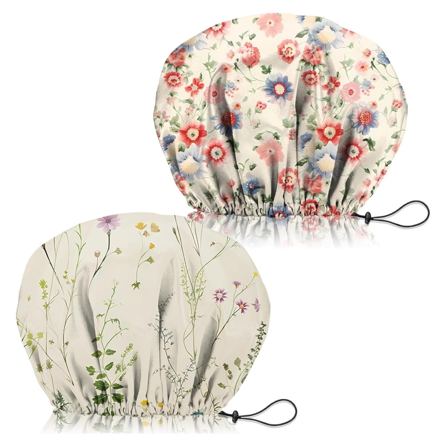 Gorro de Ducha Ajustable Reutilizable Doble Capa Zewurtuw Floral