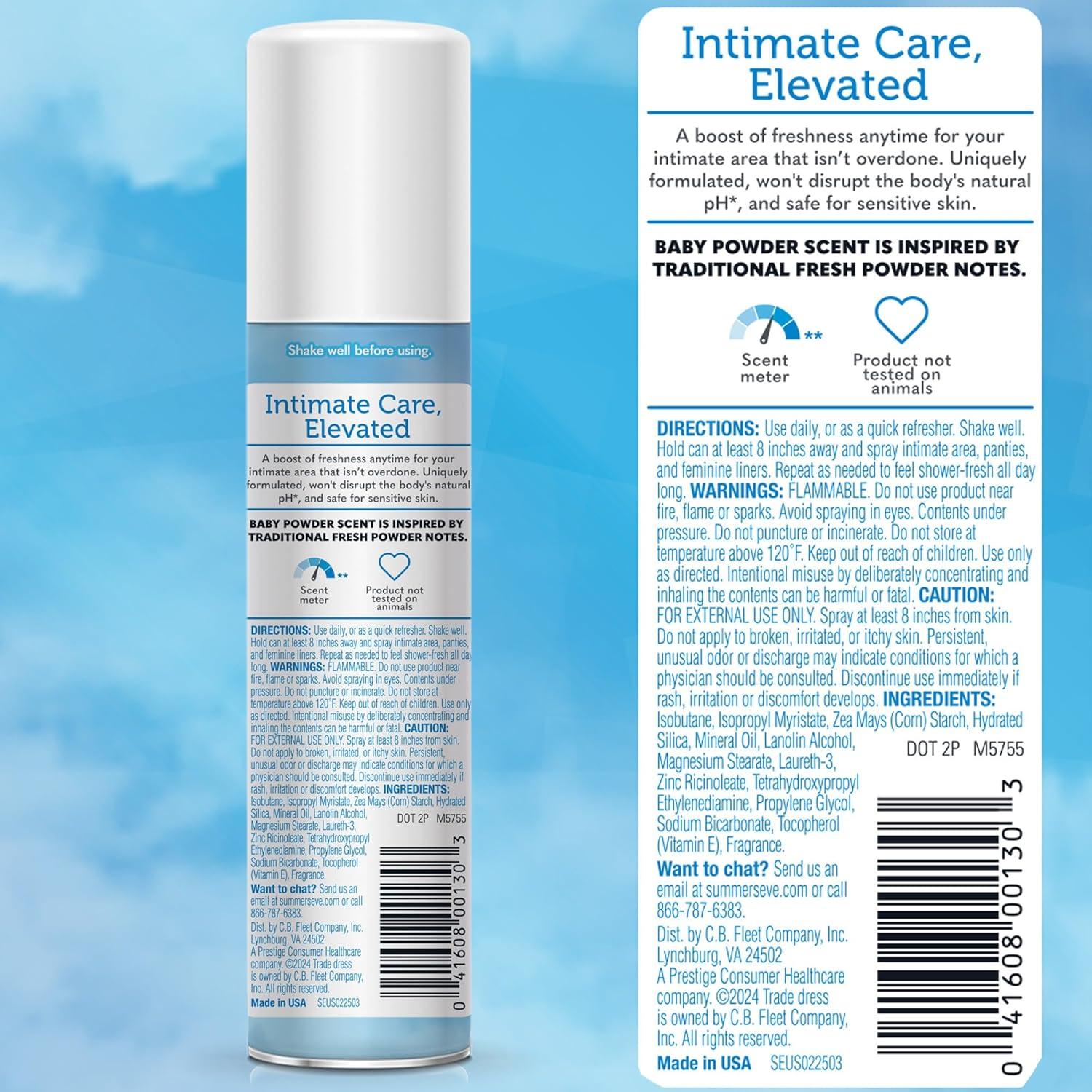 Spray Femenino de Limpieza Suave Summer's Eve 170g - Polvo de Talco