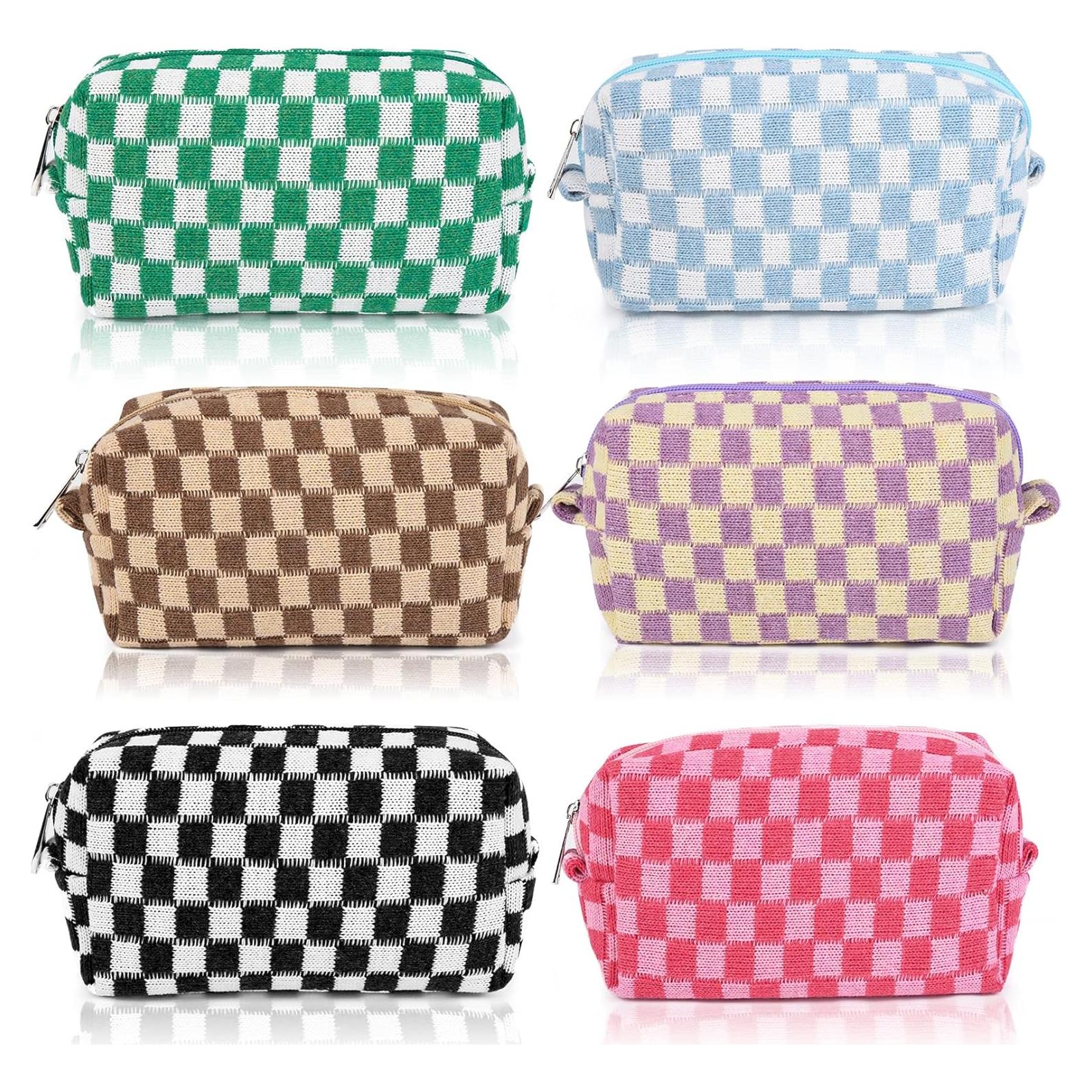 Bolsa de Maquillaje SOIDRAM 6 Pcs Preppy Rosa y Negro 17.78 cm