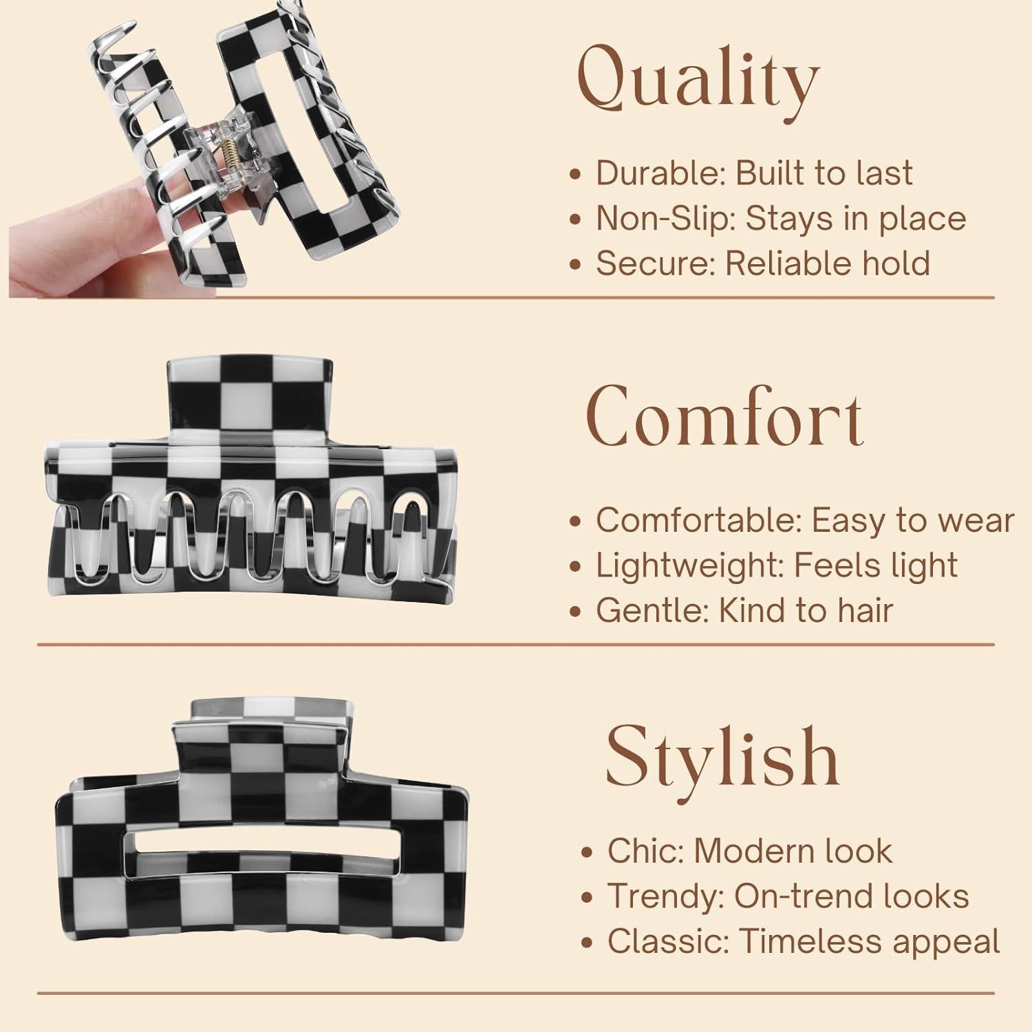 Clips de Garra Coloridos LuSeren 4 Pack Medianos Acetato