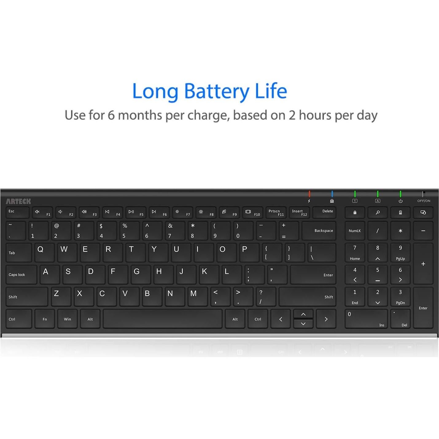 Teclado Inalámbrico Arteck Ultra Delgado con Teclado Numérico