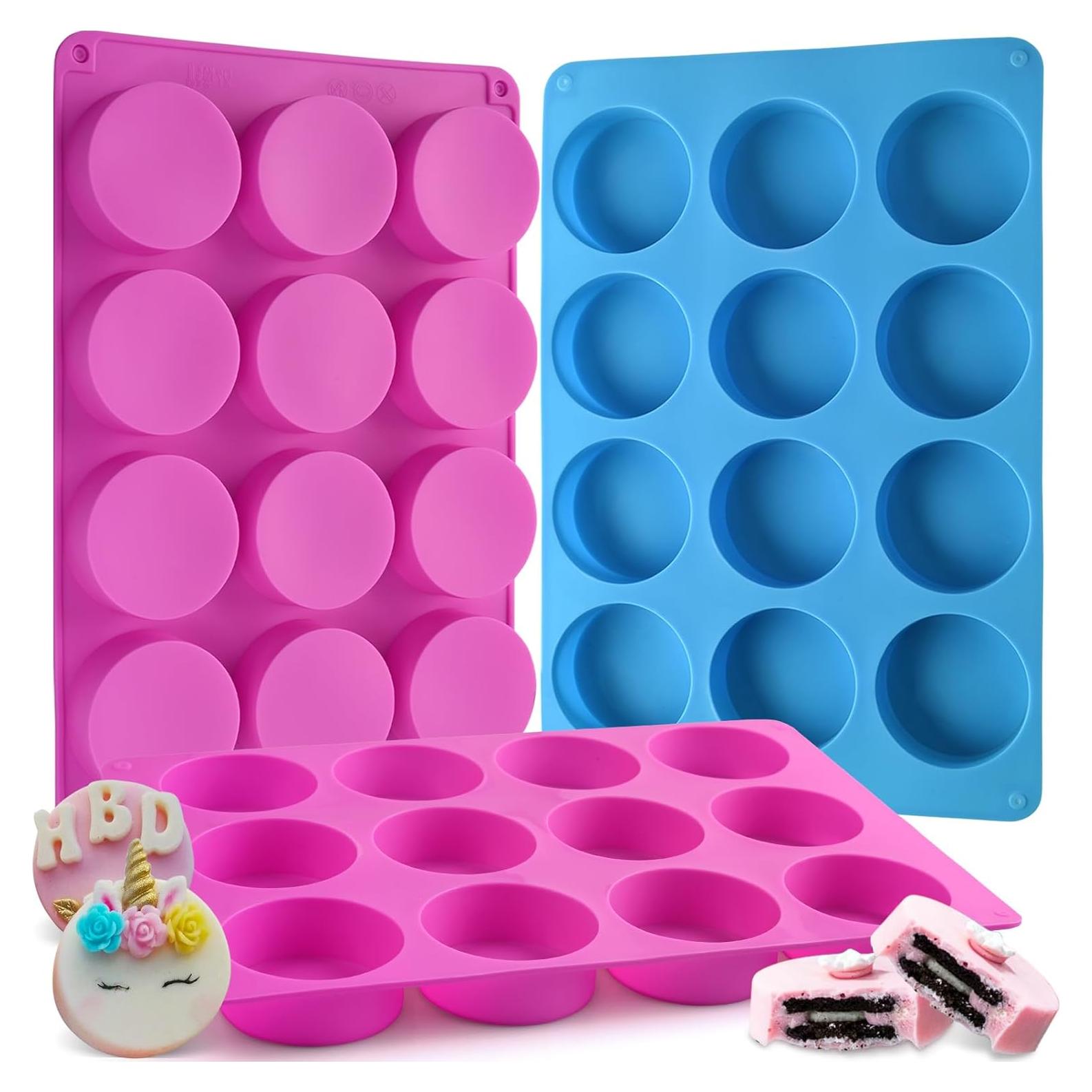 Moldes de Galletas de Silicona Sakolla 3 Pcs 12 Cavidades