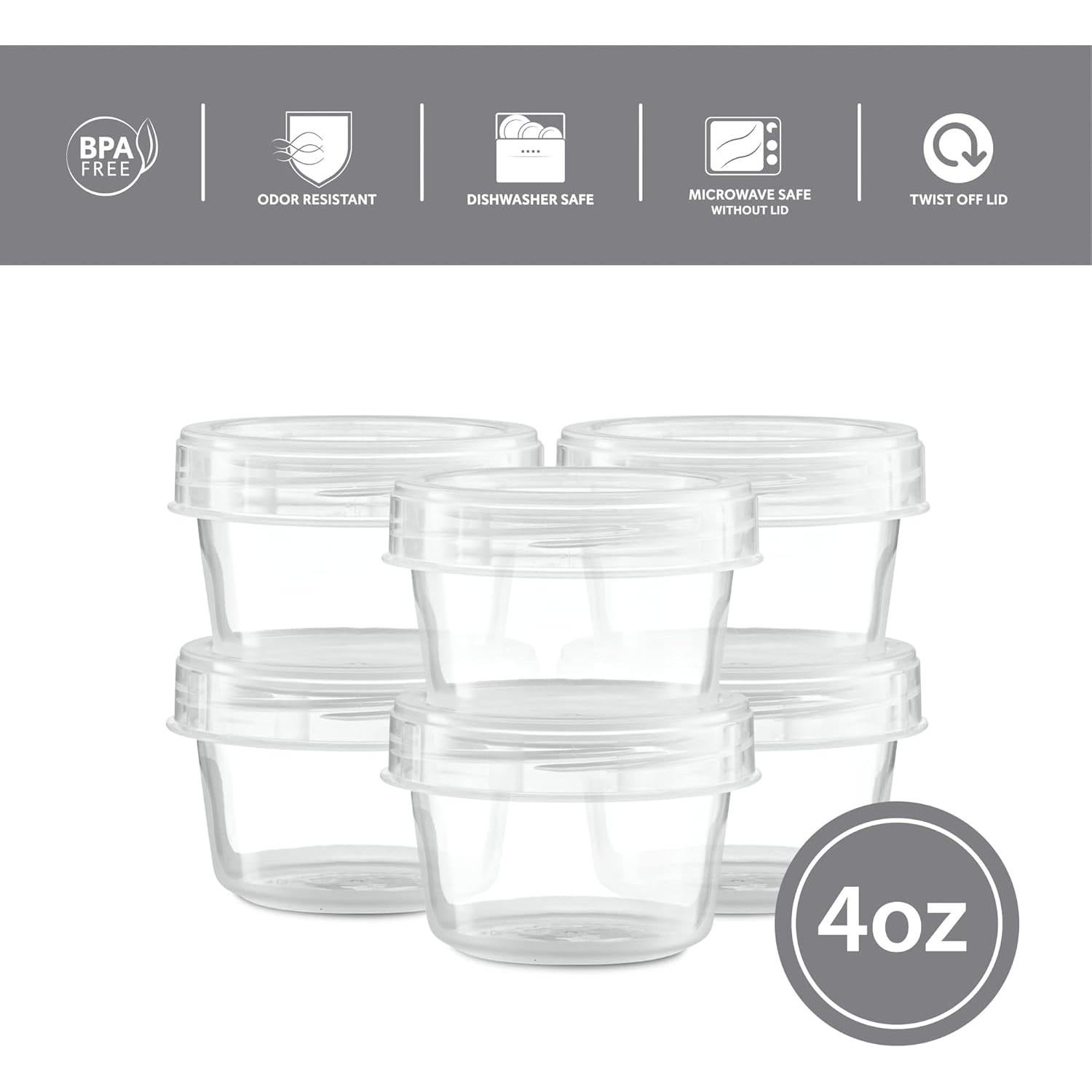 Contenedores Transparentes 4 oz 10 Paquete con Tapa Tornillo