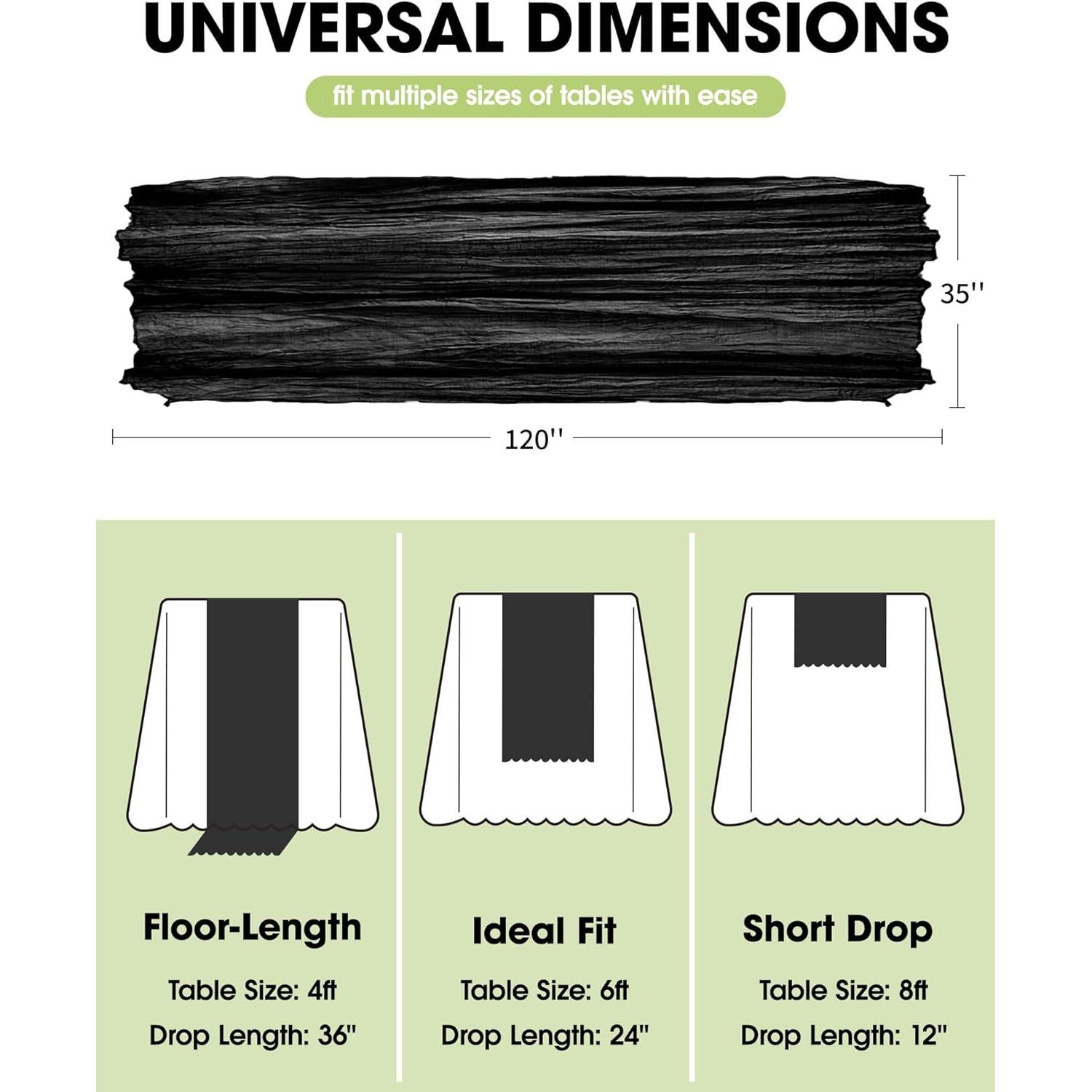 Camino de Mesa de Gasa Pureegg 2 Piezas 35x120 cm Negro