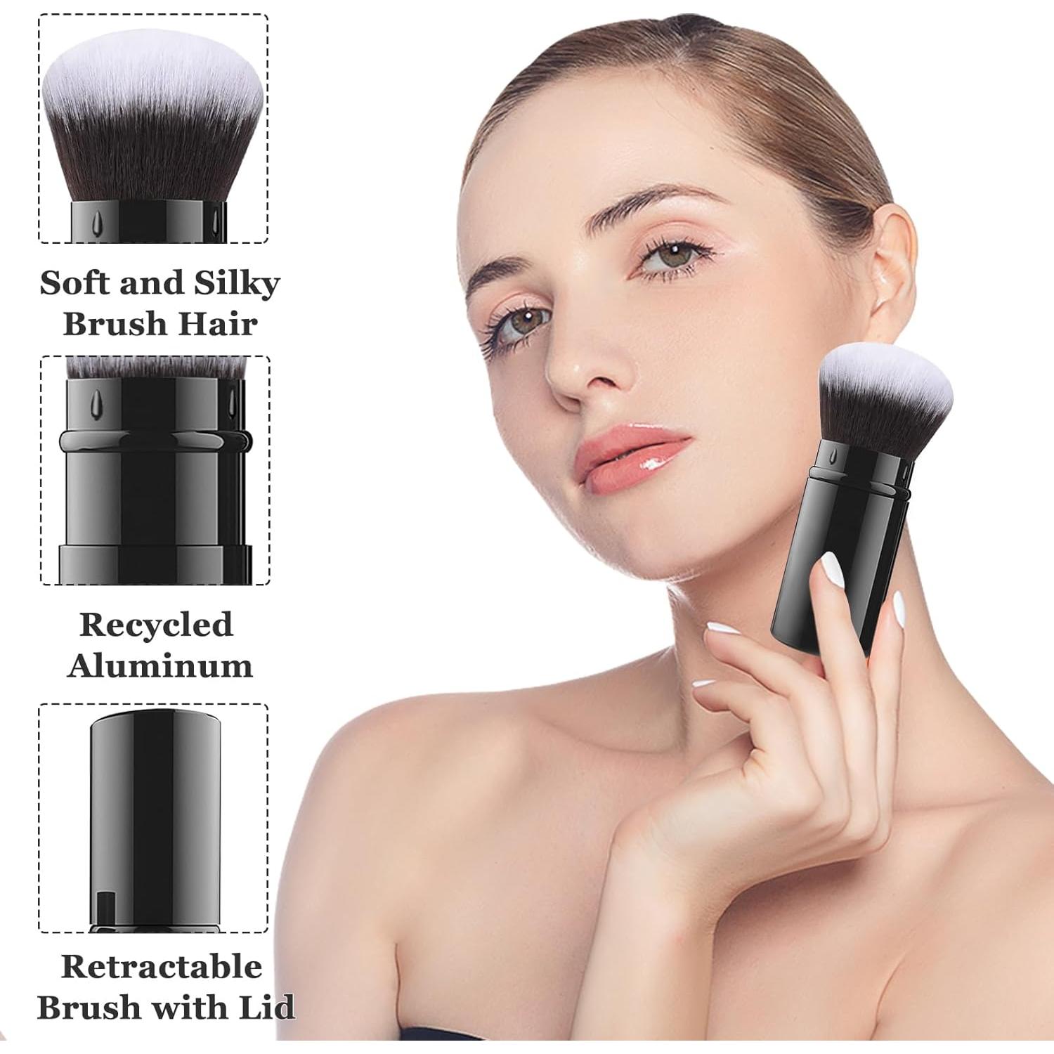 Brocha de Maquillaje Kabuki Retráctil Falliny - Portátil y Suave