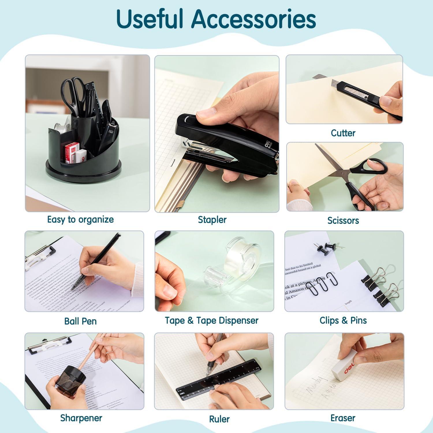 Juego de Suministros de Oficina Deli 1045 Pcs Organizador Giratorio