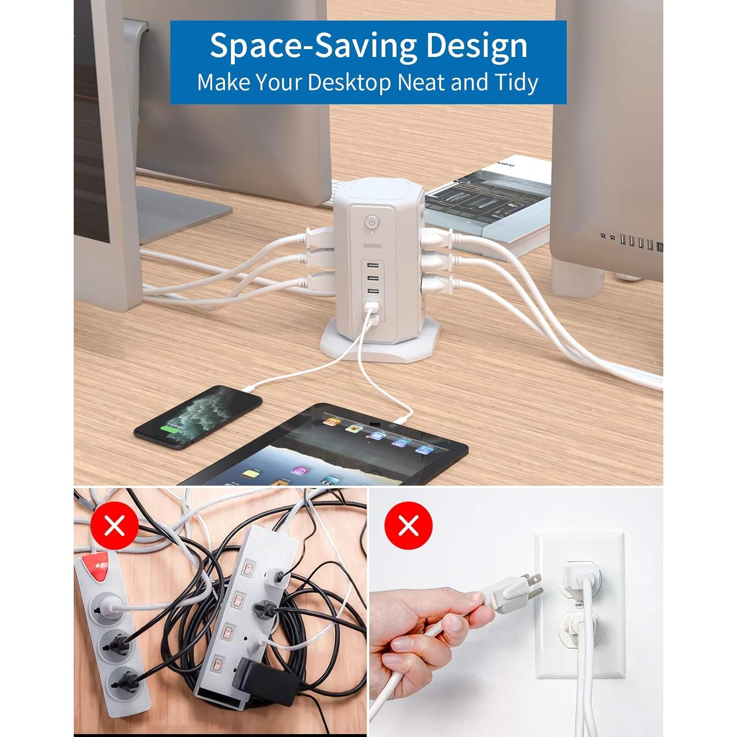 Regleta de Sobretensión NTONPOWER 8 Salidas 5 USB 1625W 1.83m