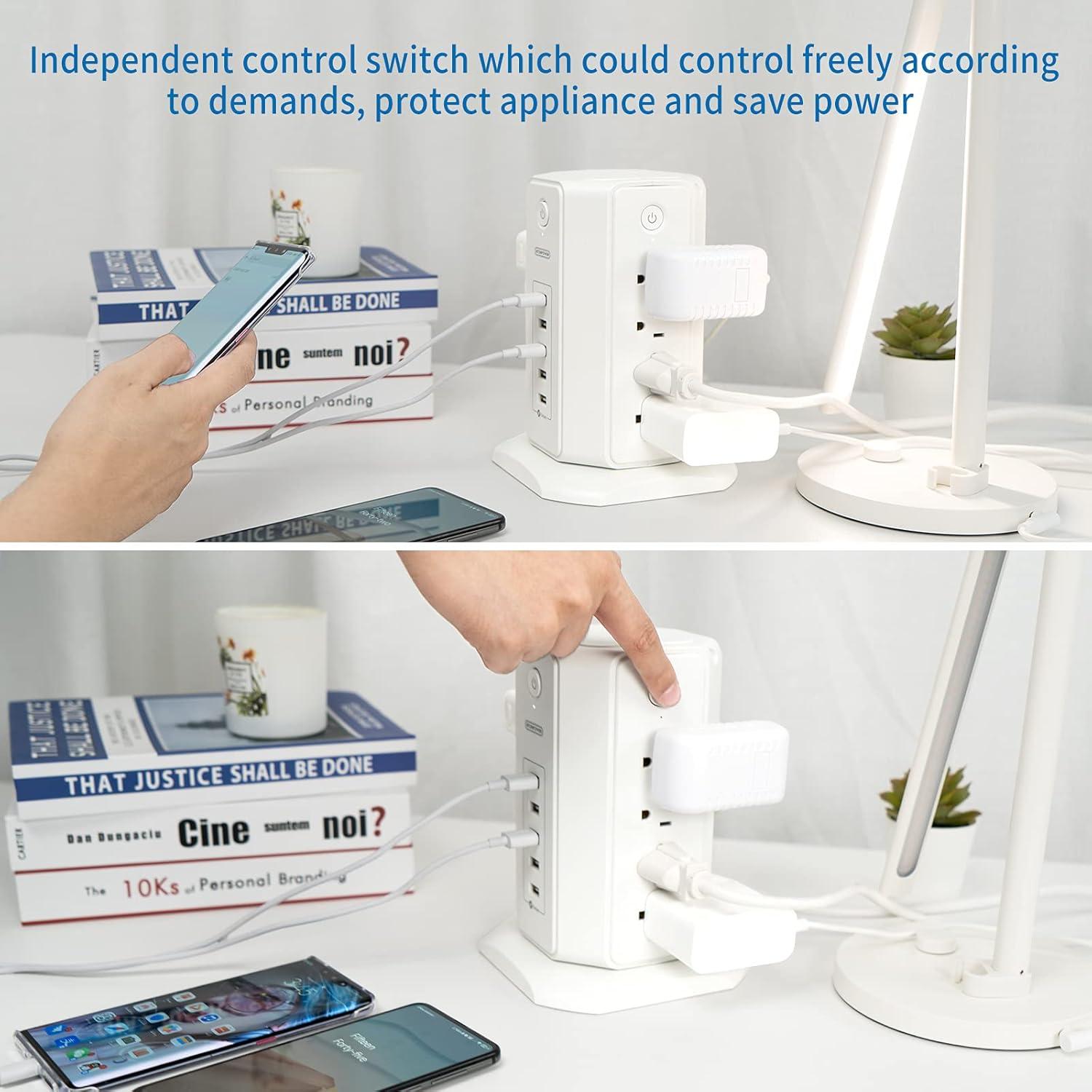 Regleta de Sobretensión NTONPOWER 8 Salidas 5 USB 1625W 1.83m