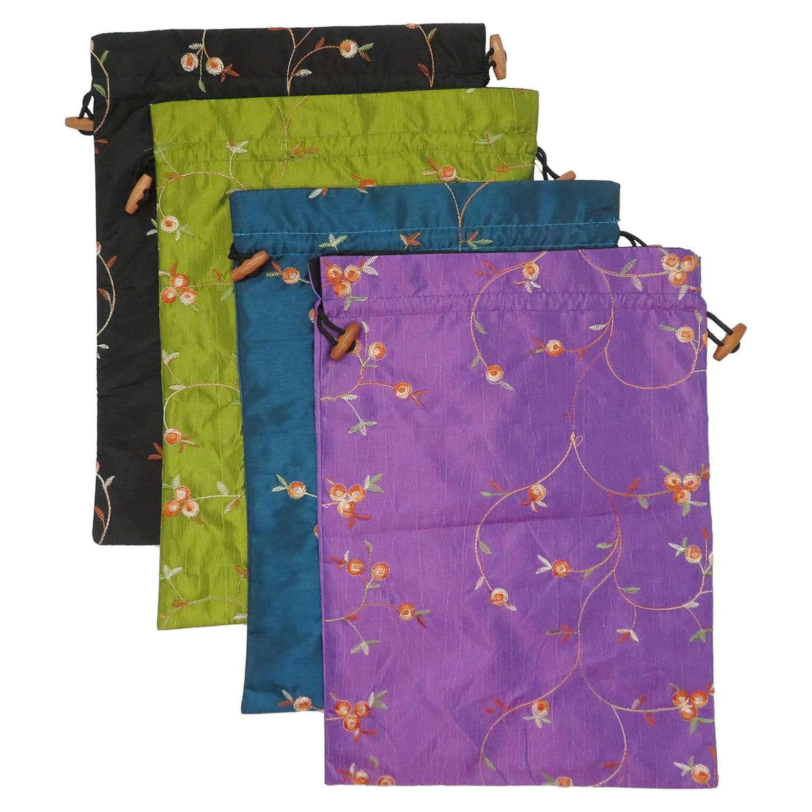 4 Bolsas de Viaje DODOGA con Diseño de Flor Bordada en Seda