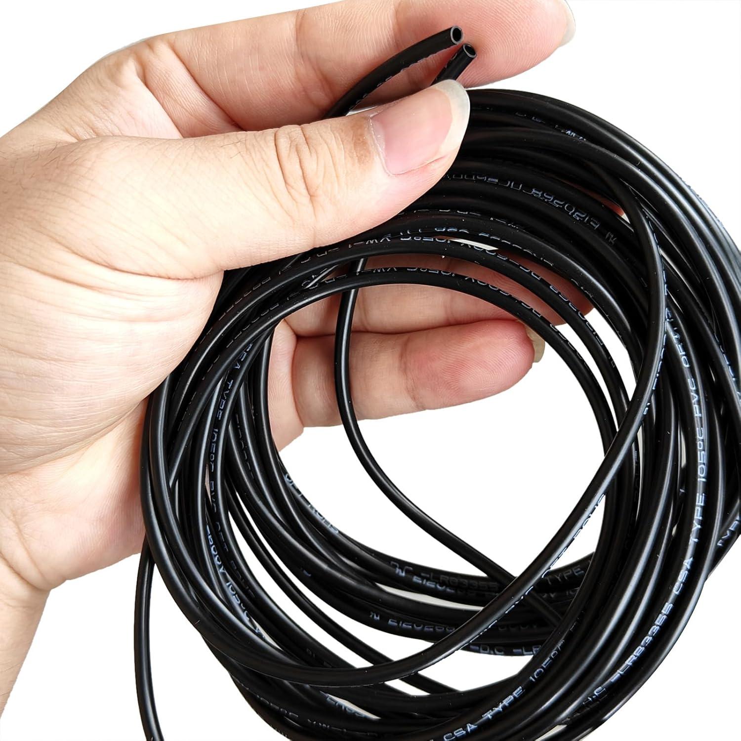Tubo de PVC Negro uxcell 2mm ID 7m Aislante para Cables