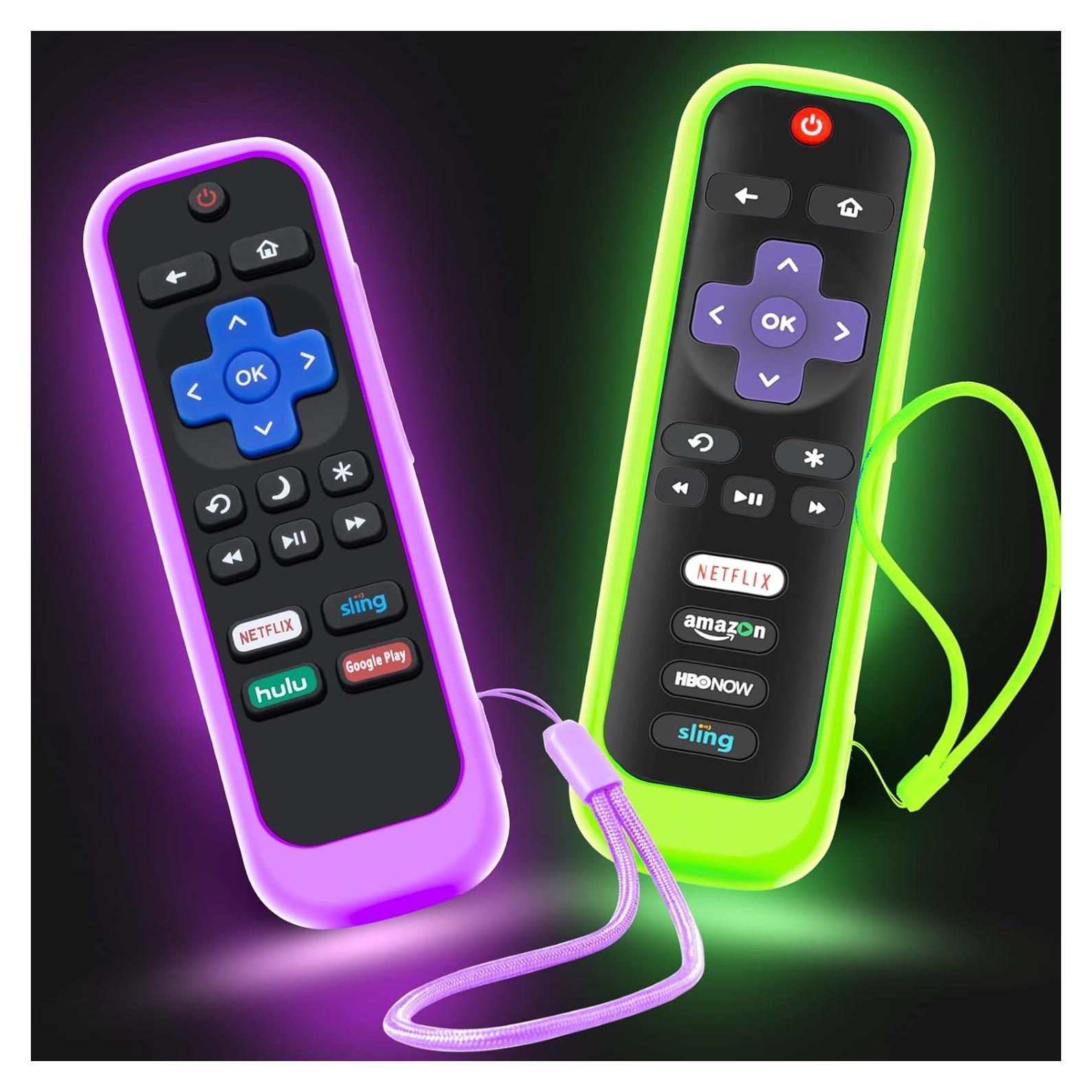 Funda de Silicona para Control Remoto Roku - Verde y Púrpura