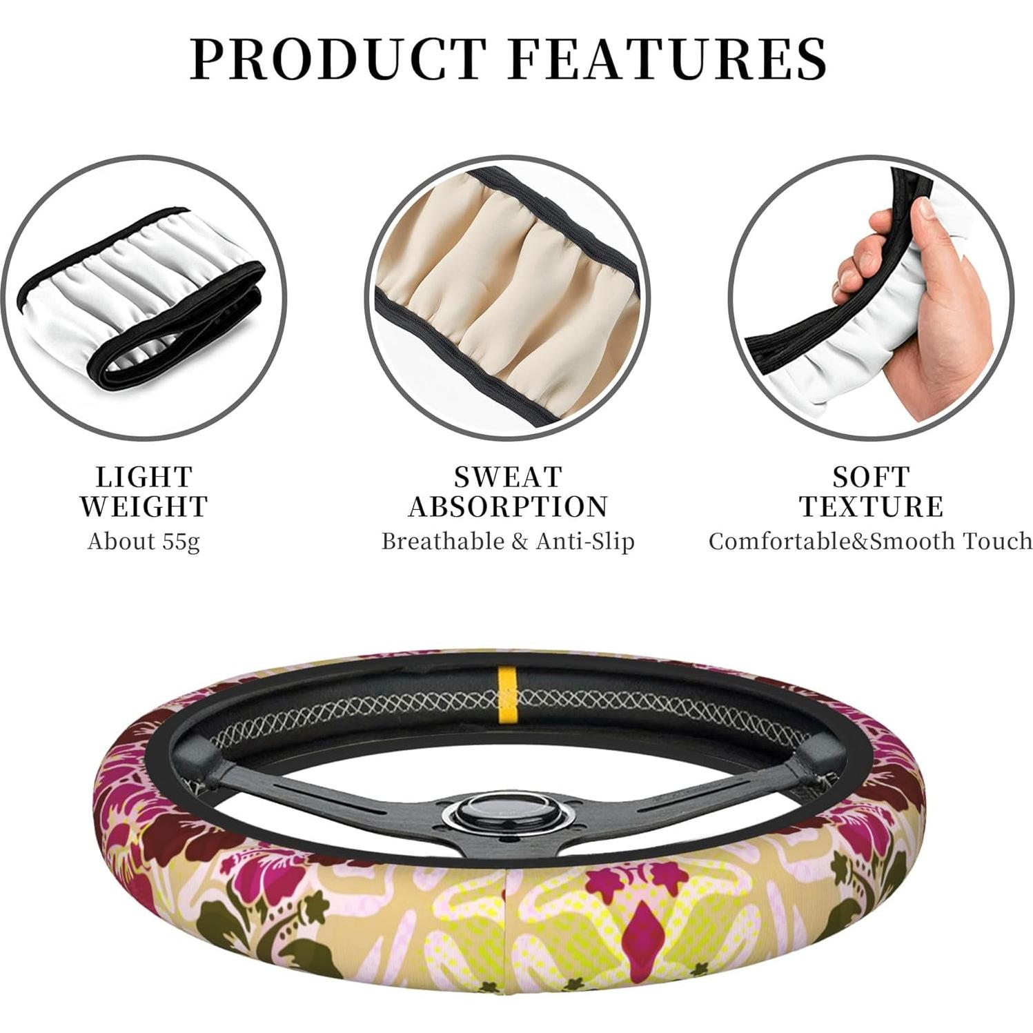 Funda de Volante THOEWONG Neopreno Antideslizante 38cm Hibisco