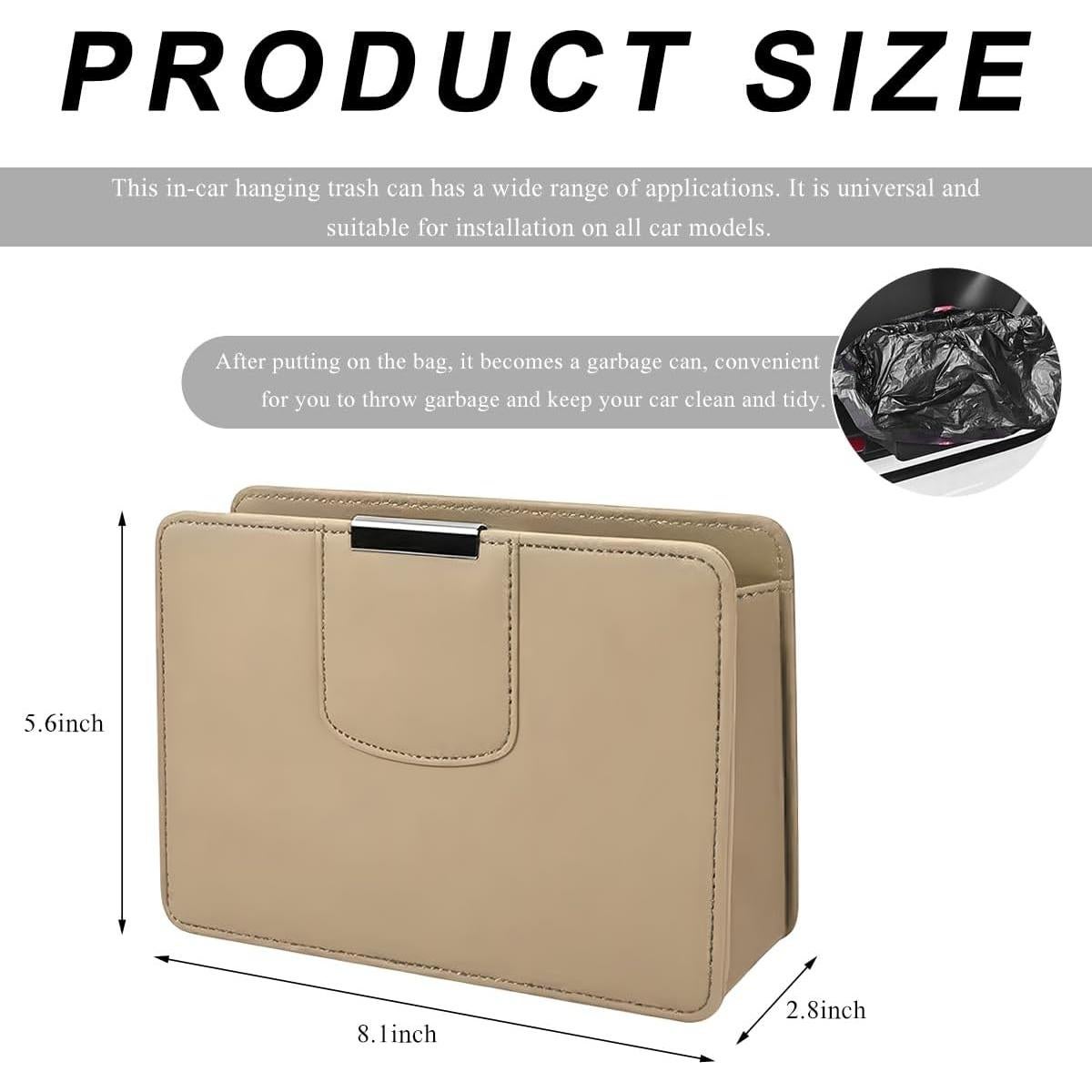 Basurero de Coche FSTURIOS Plegable de Cuero Beige Impermeable