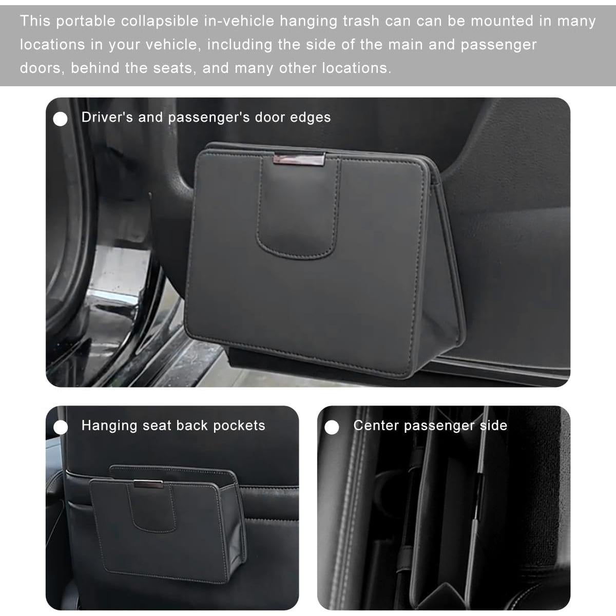 Basurero de Coche FSTURIOS Plegable de Cuero Beige Impermeable