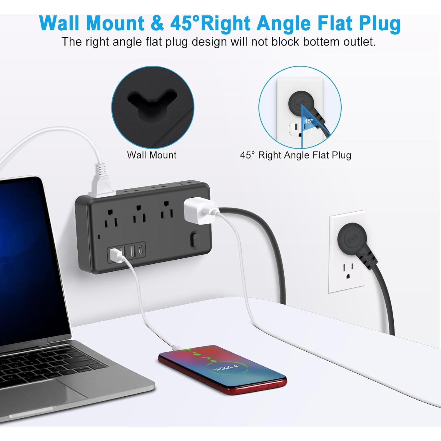 Regleta de Protección Sobretensiones 6 Salidas 4 USB Bi-silque