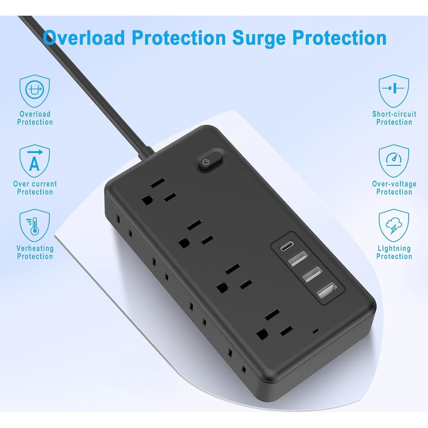 Regleta de Protección Sobretensiones 6 Salidas 4 USB Bi-silque