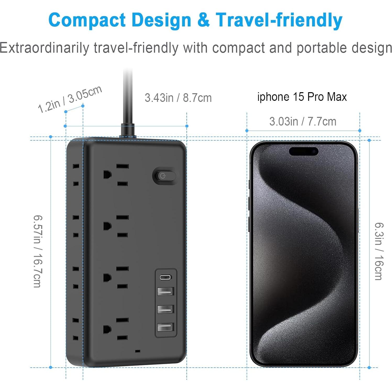 Regleta de Protección Sobretensiones 6 Salidas 4 USB Bi-silque