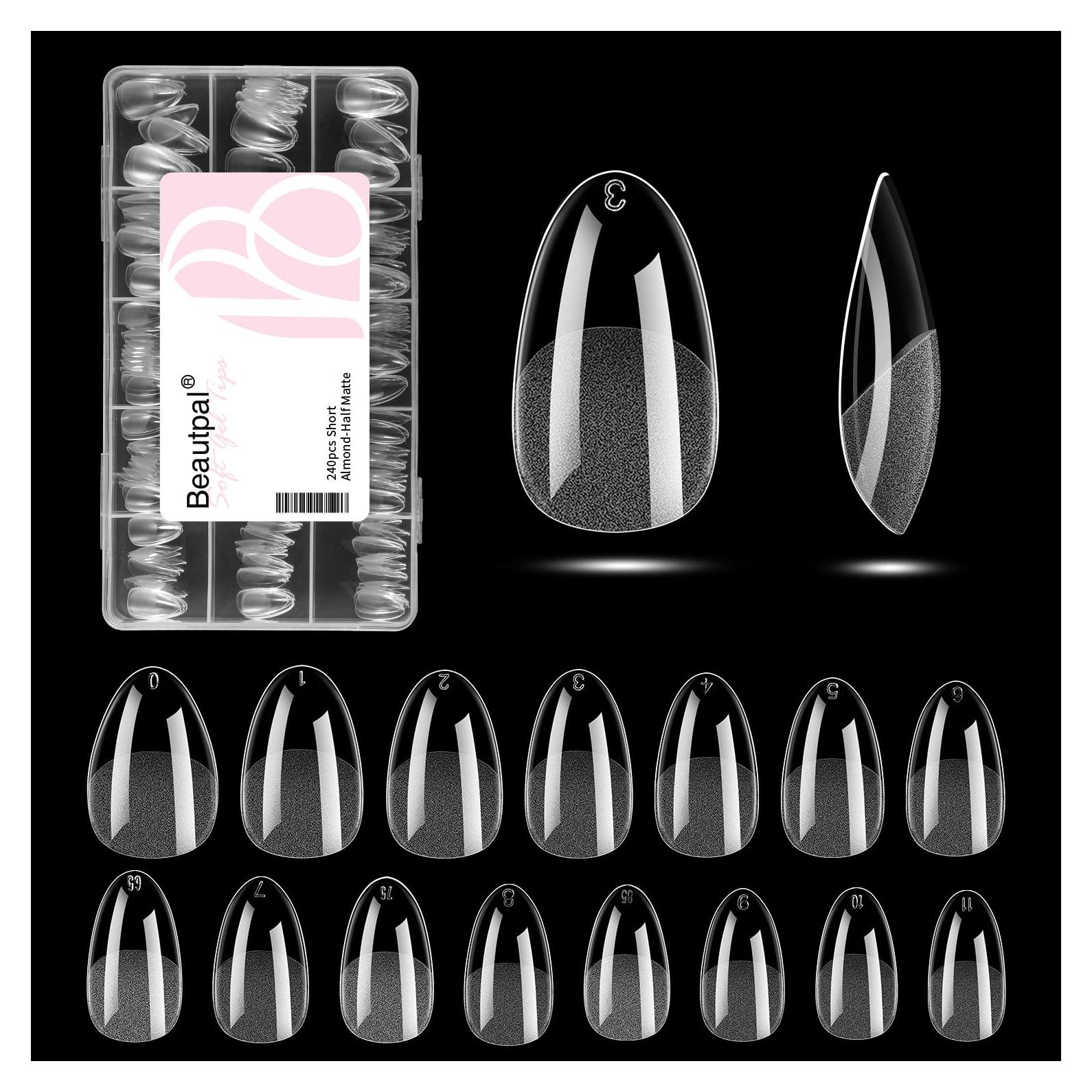 Consejos de Uñas Falsas Cortas Almendra BEAUTPAL - 240 Piezas