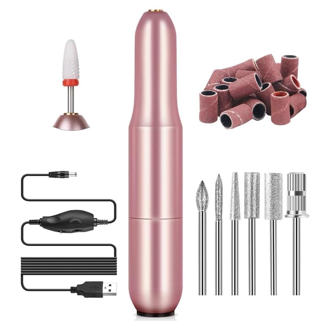 Taladro Eléctrico para Uñas Saviland Rosa 20000RPM con 6 Brocas