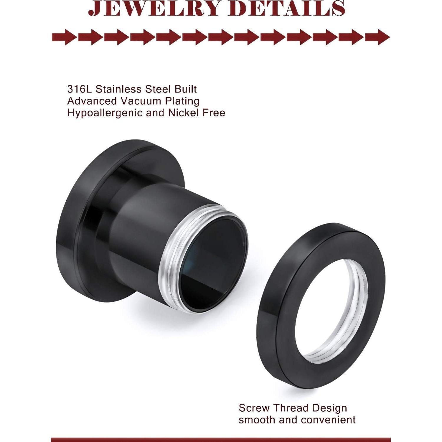 Kit de Tapones para Orejas Prjndjw Acero Quirúrgico 8 Pares