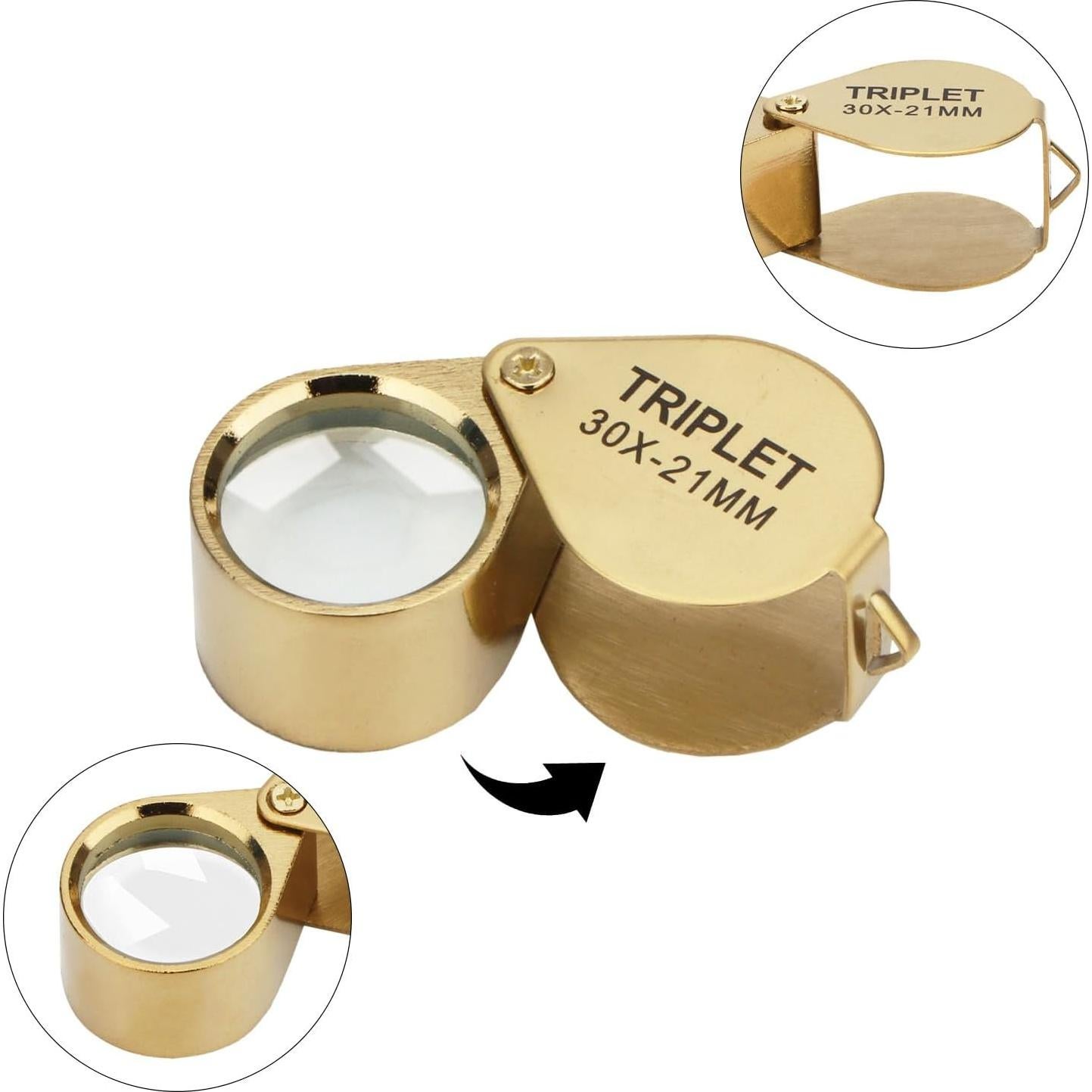 Lupa de bolsillo Rongon 30X con estuche retráctil 21mm