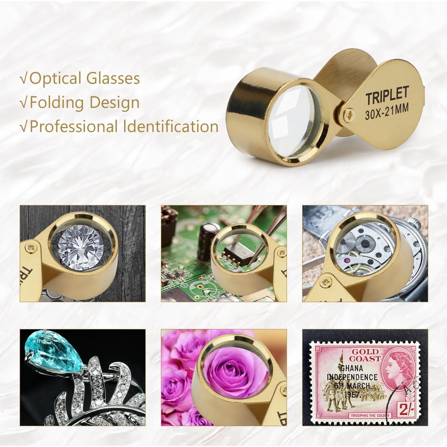 Lupa de bolsillo Rongon 30X con estuche retráctil 21mm